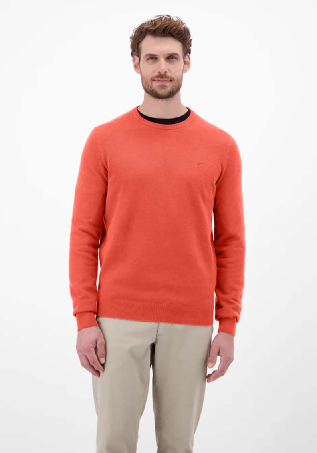 Lerros Crew Neck Waffle Sweater - Red 1 Shaws Department Stores