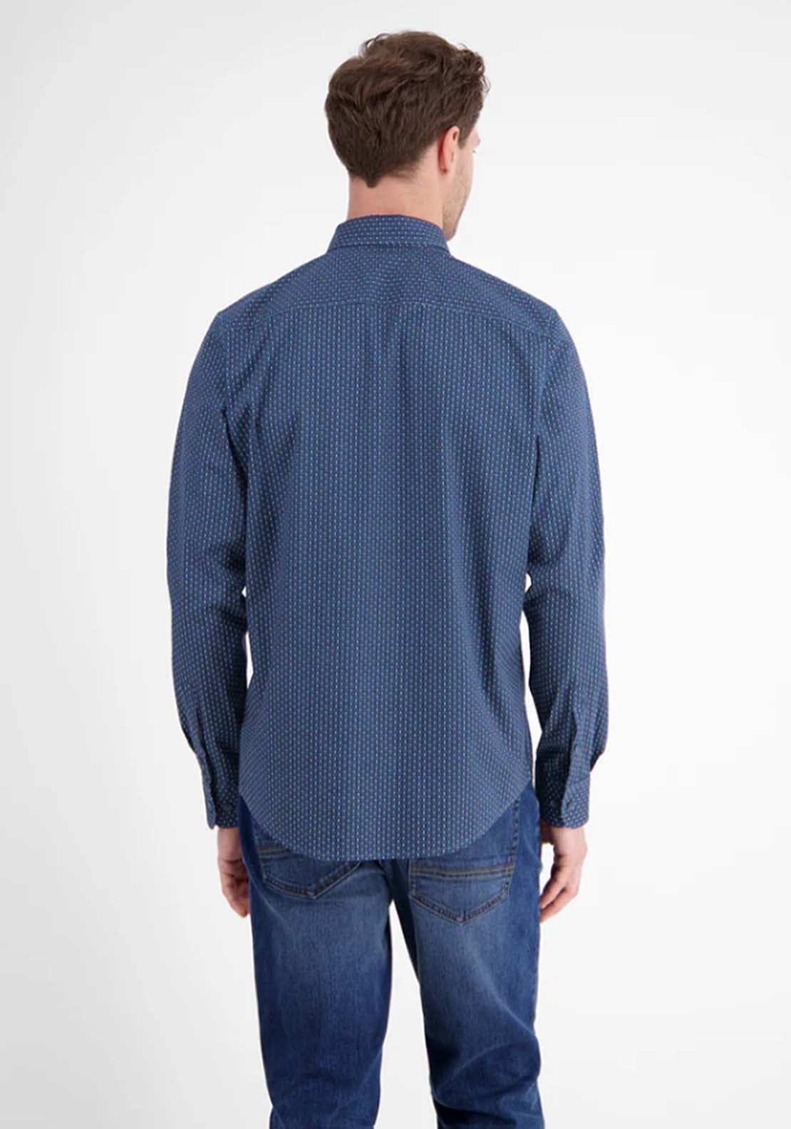Lerros Long Sleeve Ornamental Pattern Shirt - Blue 2 Shaws Department Stores