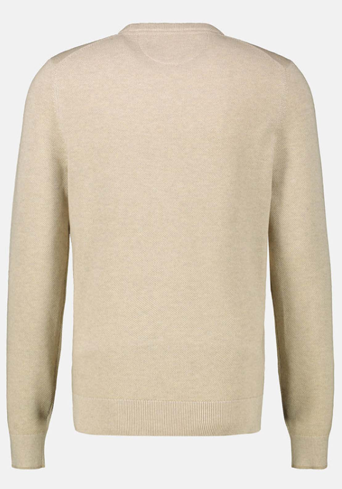 Lerros Crew Neck Waffle Sweater - Tender Beige Melange 4 Shaws Department Stores