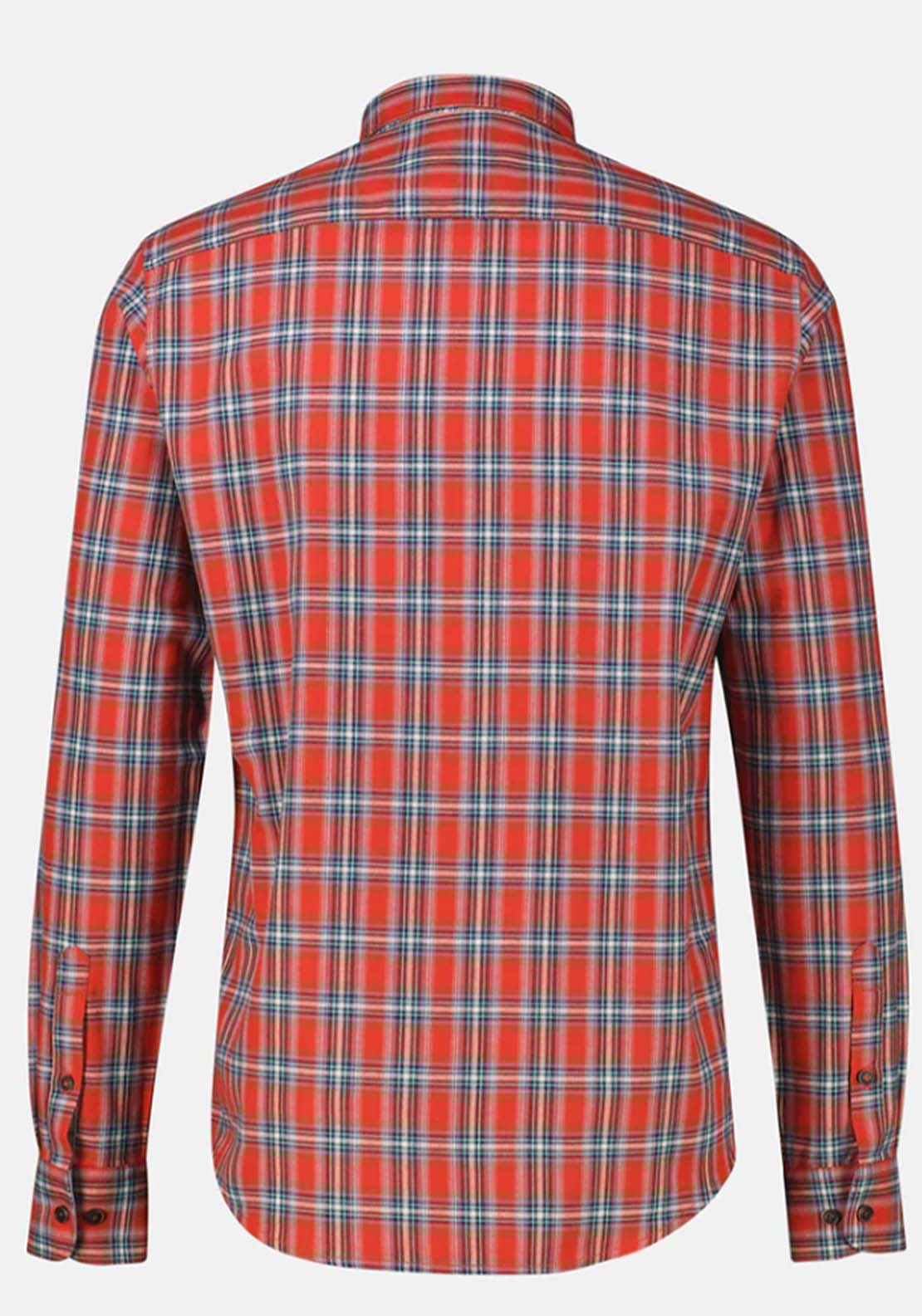 Lerros Long Sleeve Flannel Check Shirt - Red 4 Shaws Department Stores