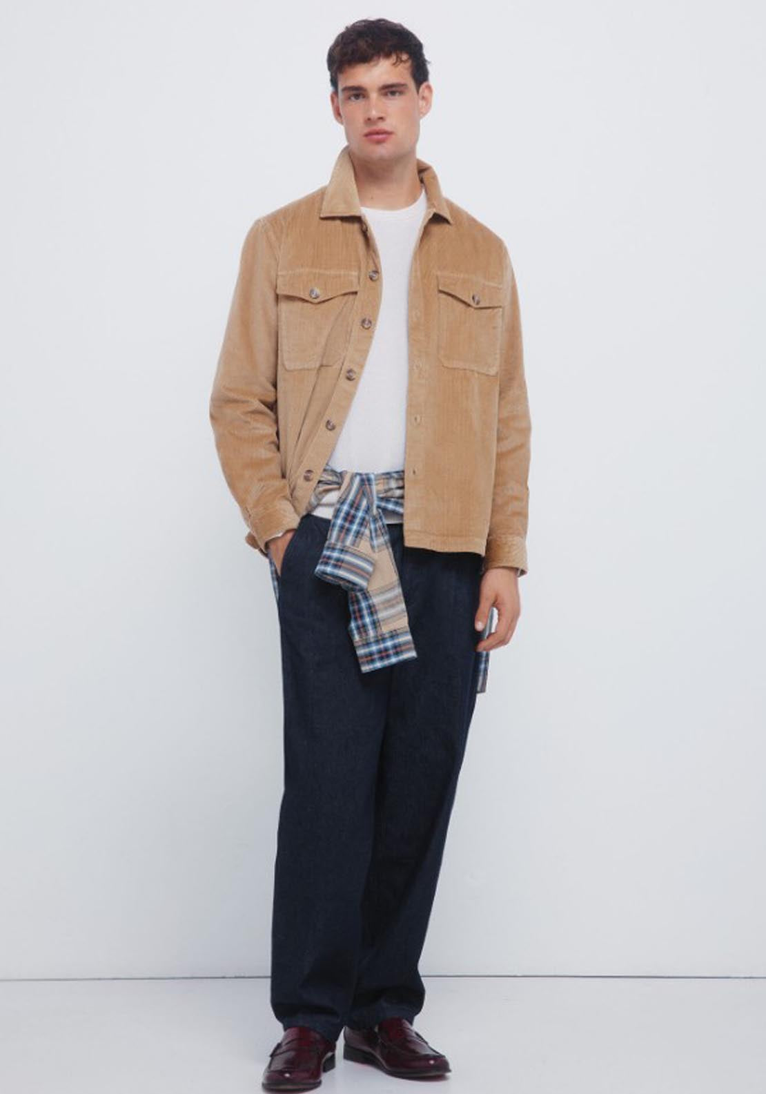 Springfield Corduroy Overshirt - Beige 4 Shaws Department Stores