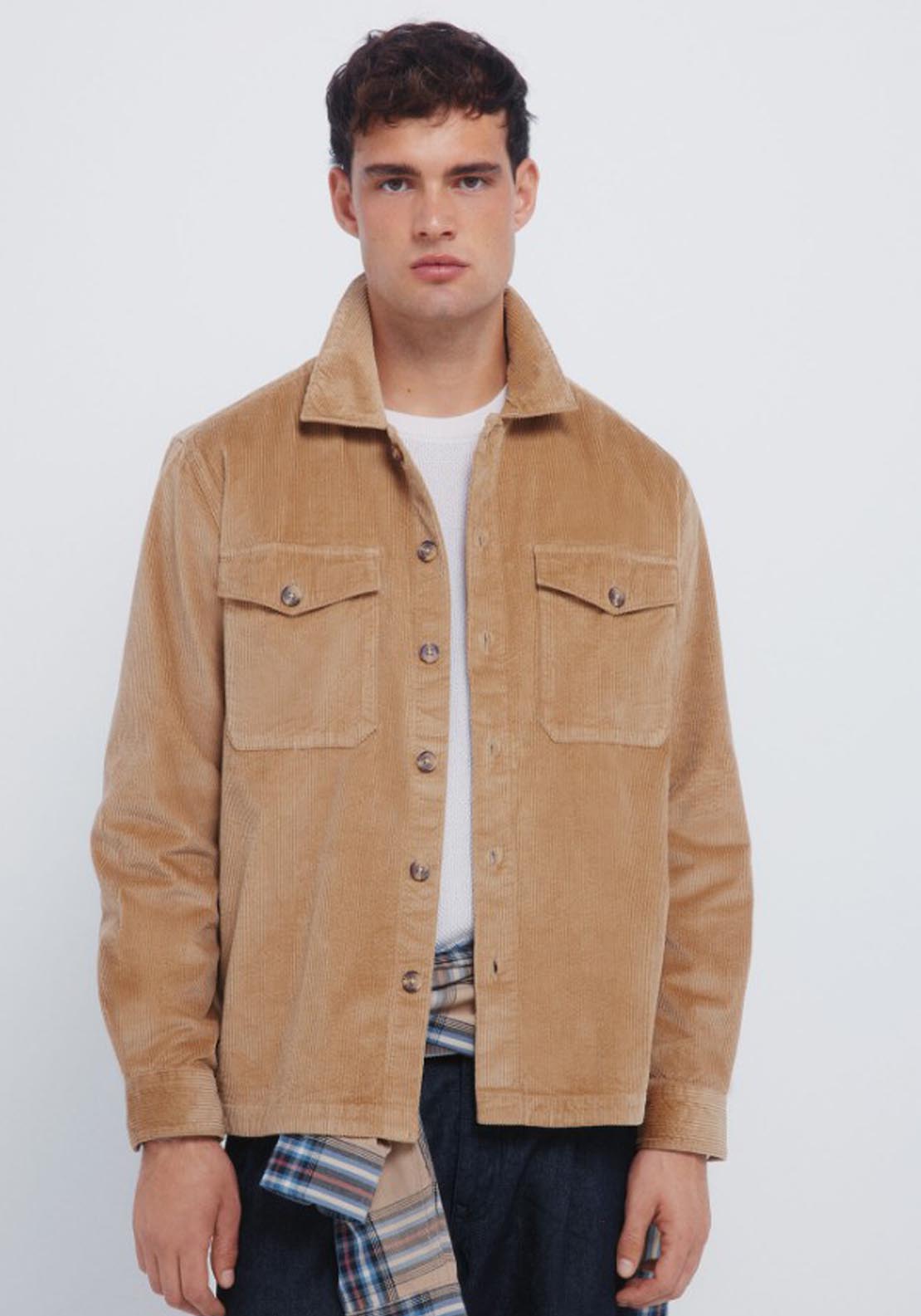 Springfield Corduroy Overshirt - Beige 1 Shaws Department Stores
