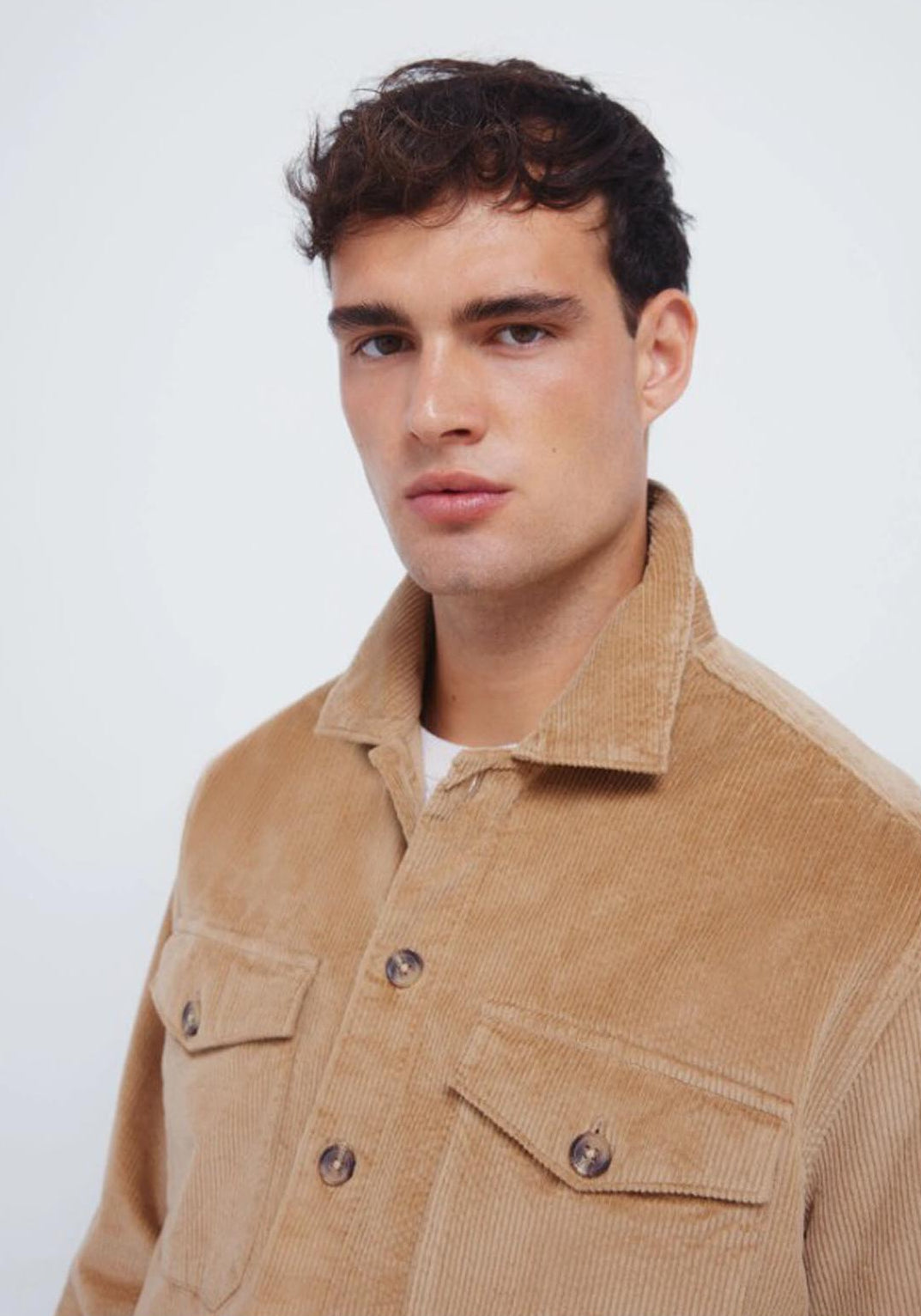 Springfield Corduroy Overshirt - Beige 3 Shaws Department Stores