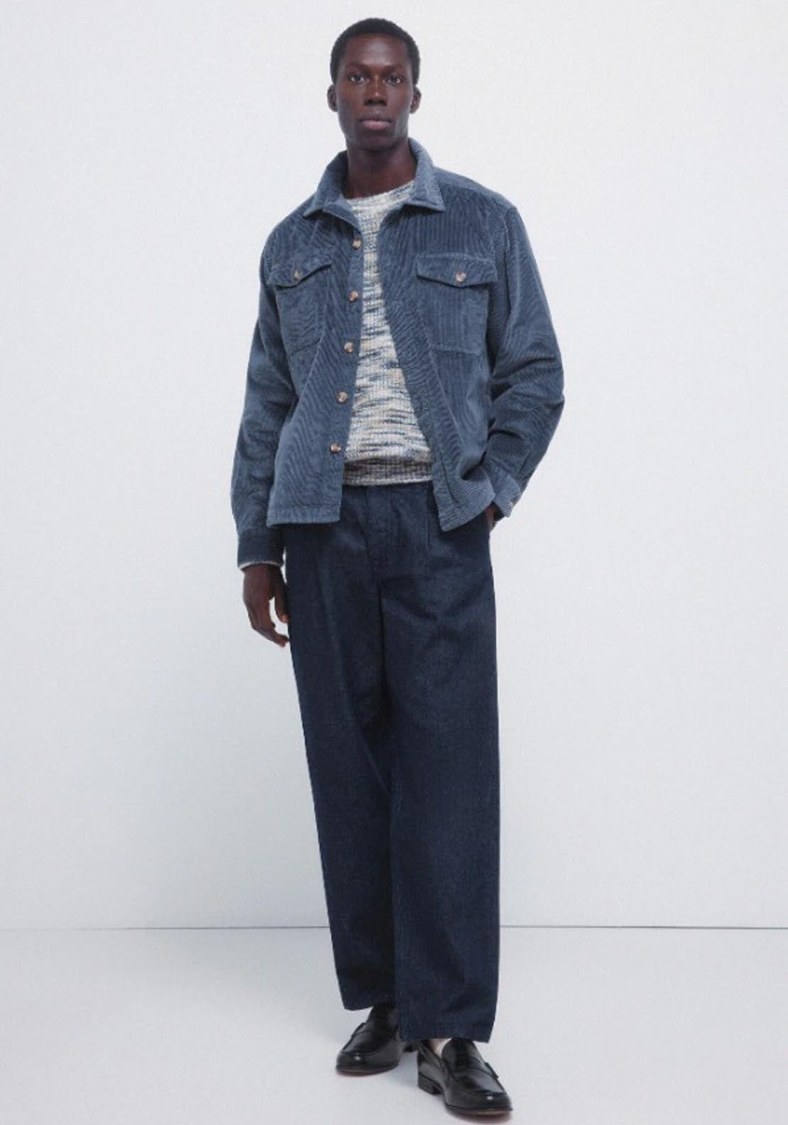 Springfield Corduroy Overshirt - Blue 4 Shaws Department Stores