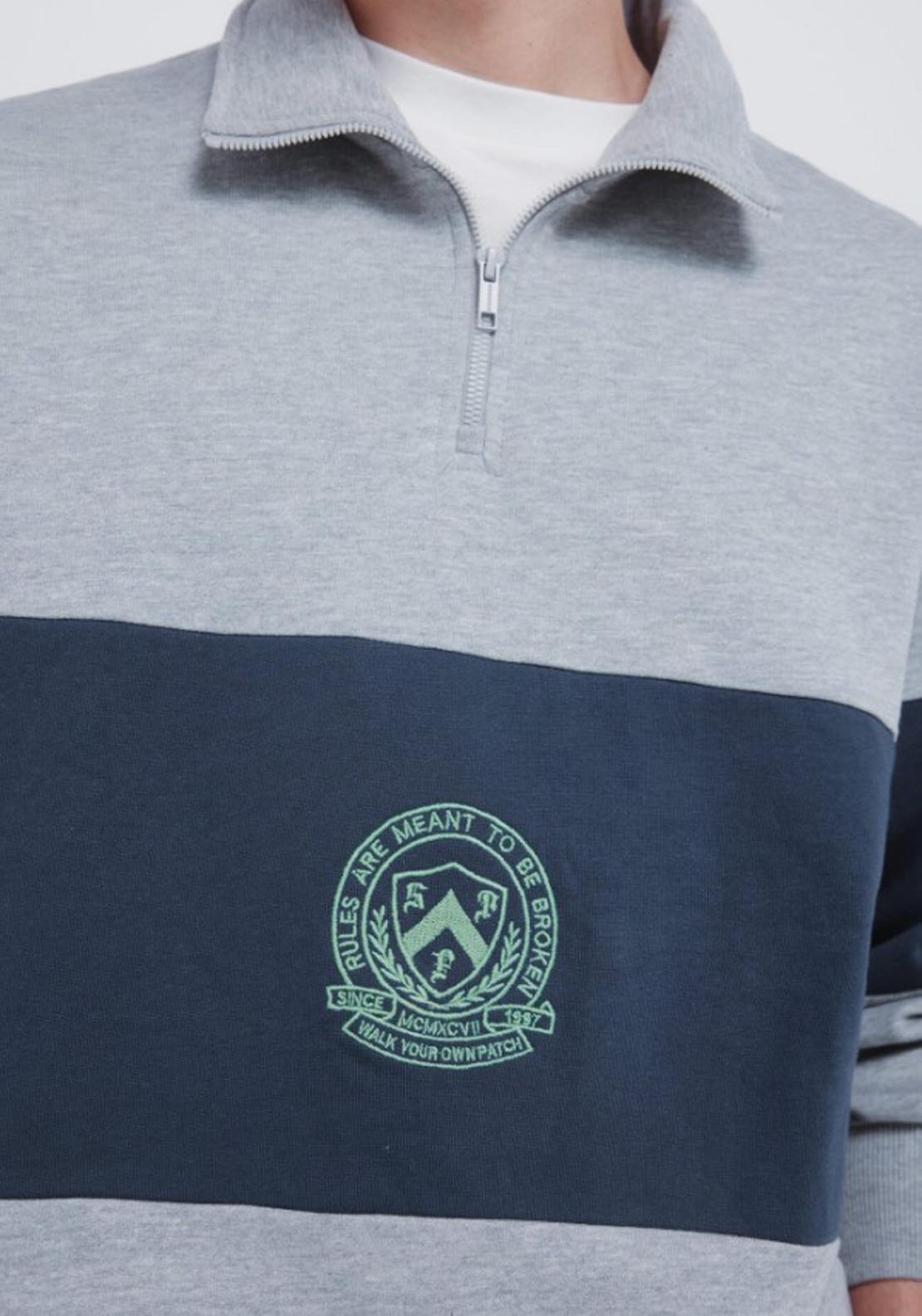 Springfield Printed Half Zip Fleece - Grey 3 Shaws Department Stores