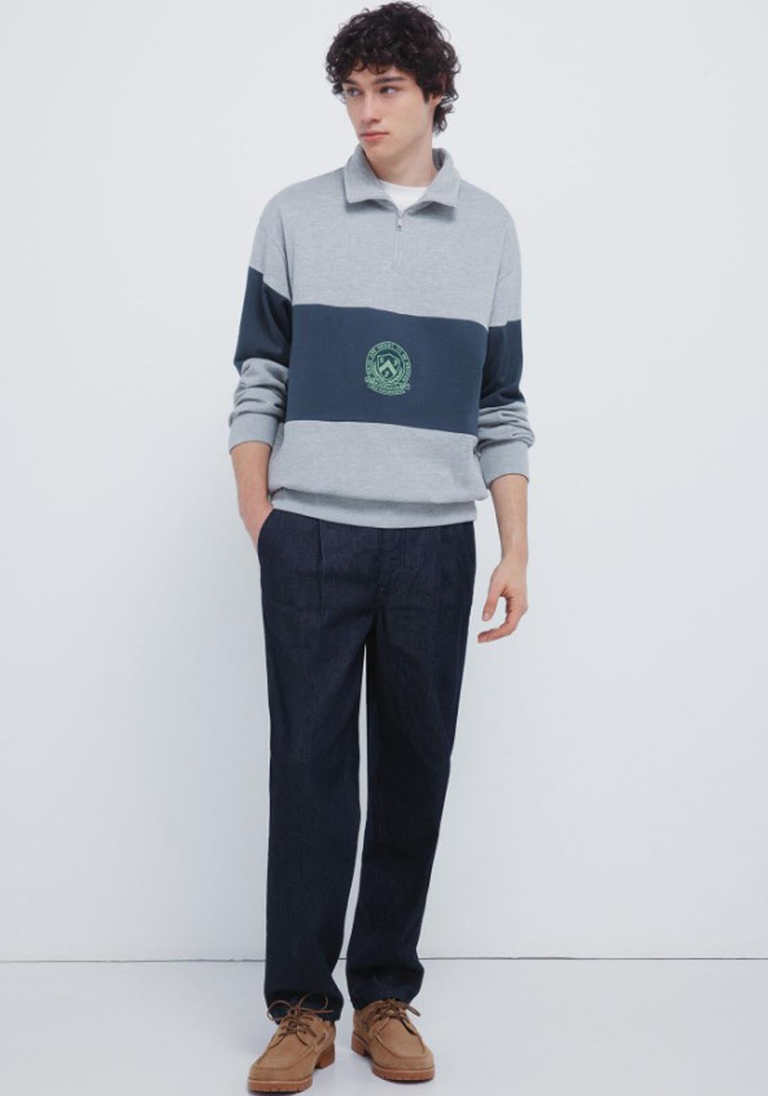 Springfield Printed Half Zip Fleece - Grey 5 Shaws Department Stores