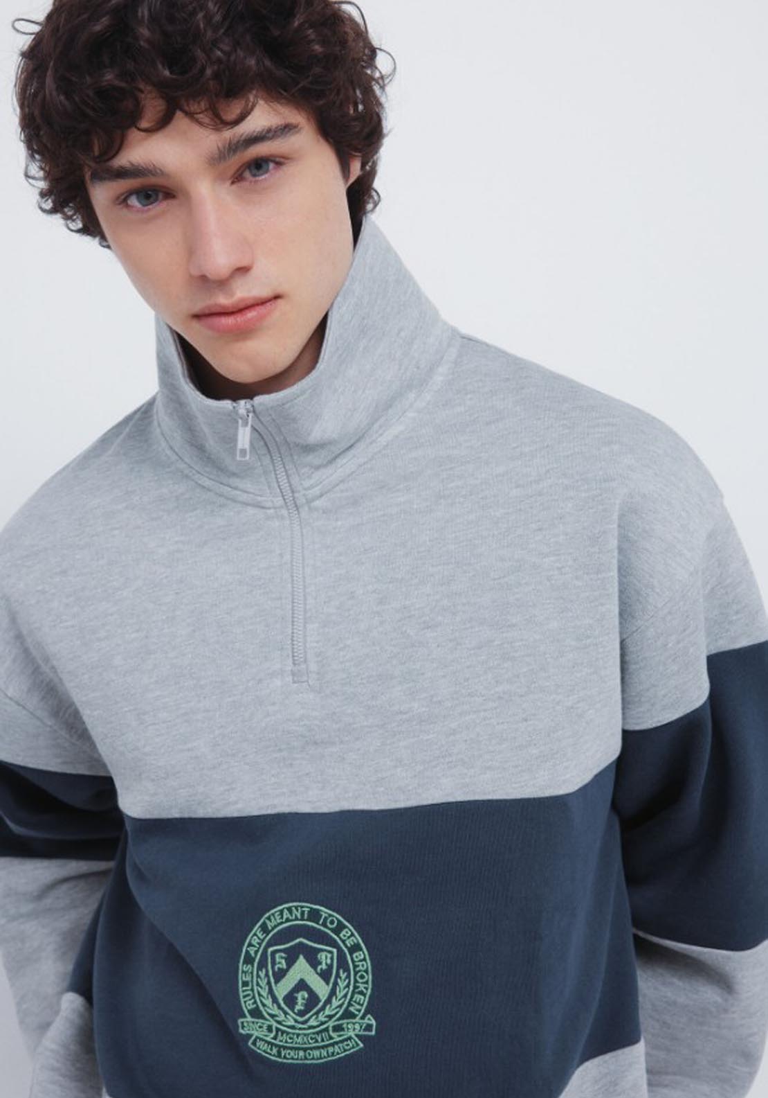 Springfield Printed Half Zip Fleece - Grey 4 Shaws Department Stores