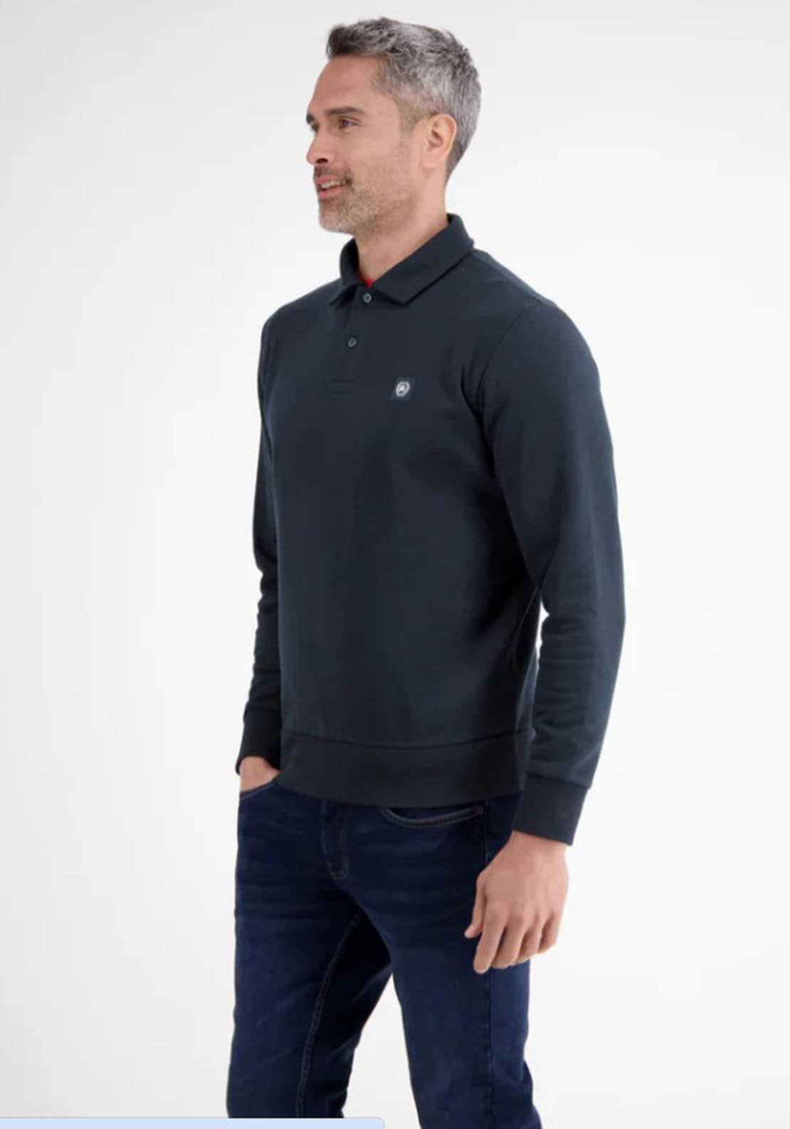 Lerros Sweat Polo Shirt - Classic Navy 1 Shaws Department Stores