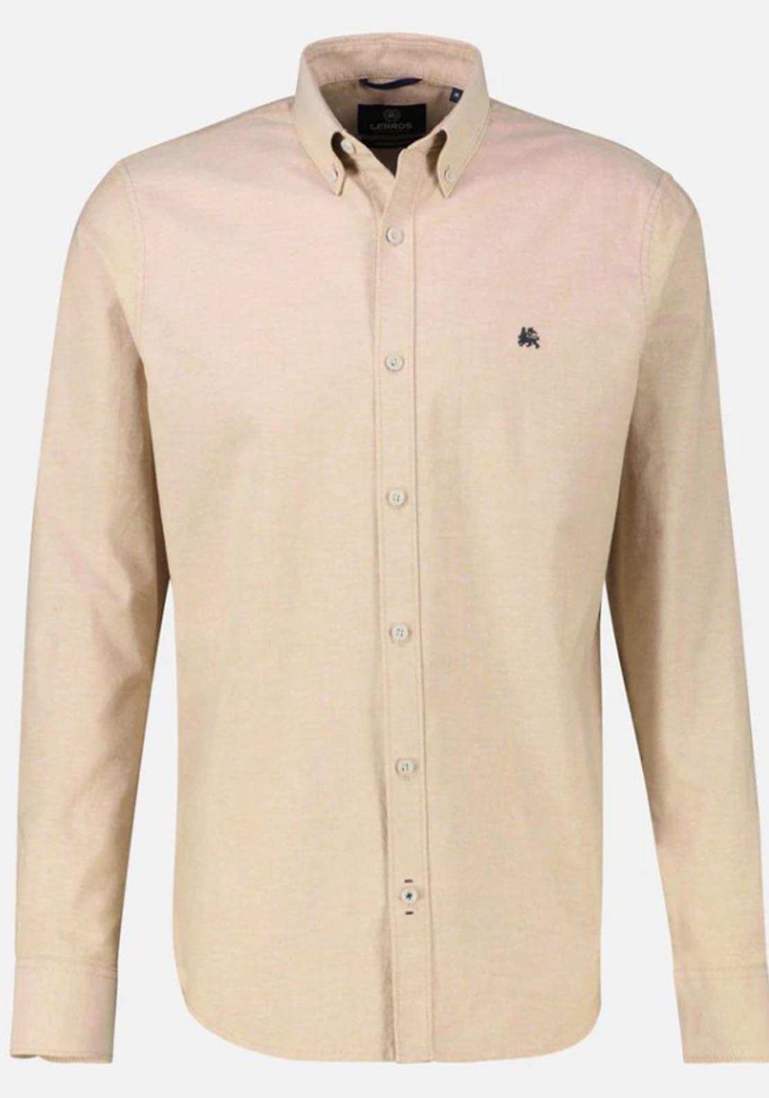 Lerros Oxford Shirt - Light Coffee 3 Shaws Department Stores