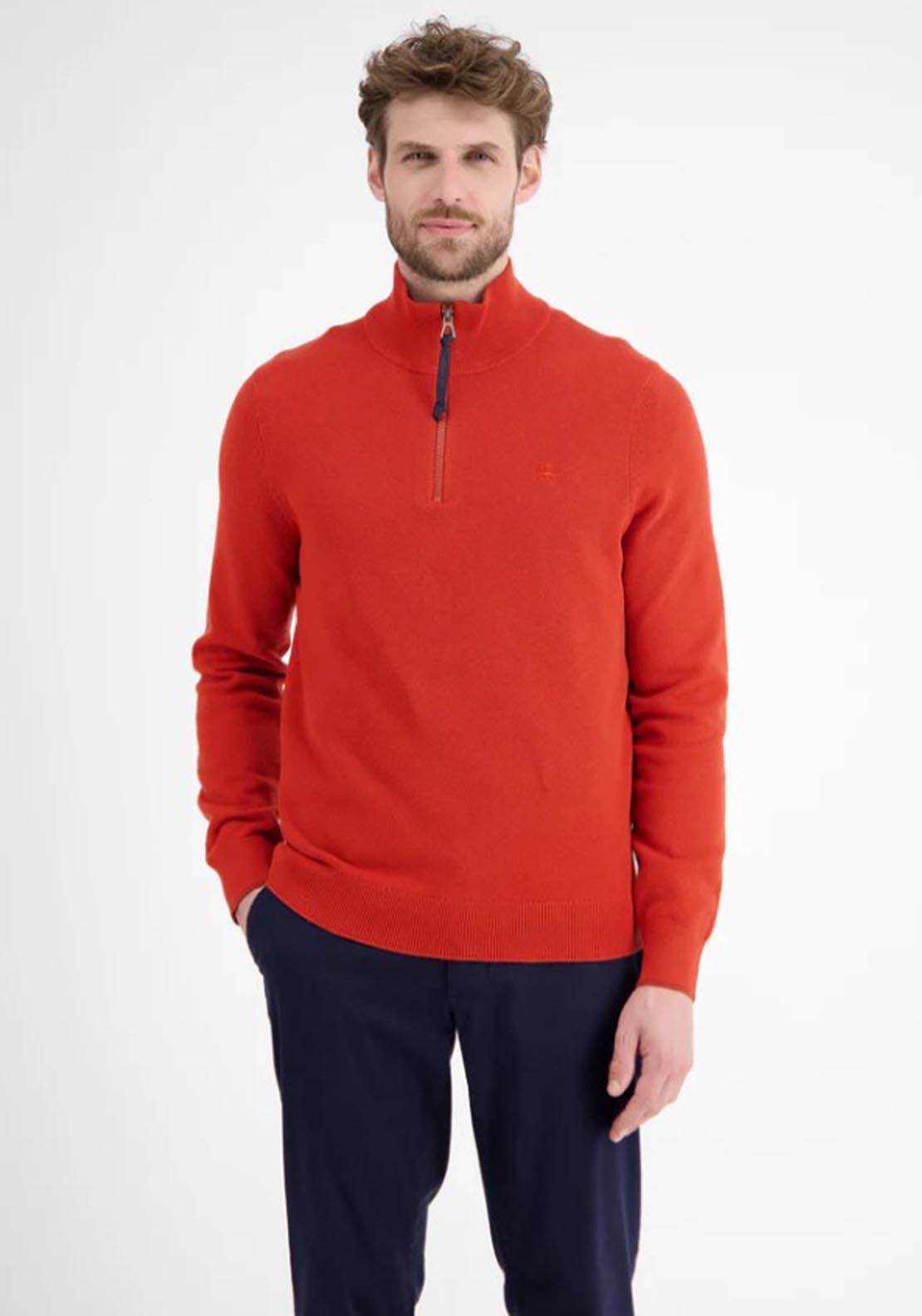 Lerros Quarter Zip Knit Sweater - Red 1 Shaws Department Stores