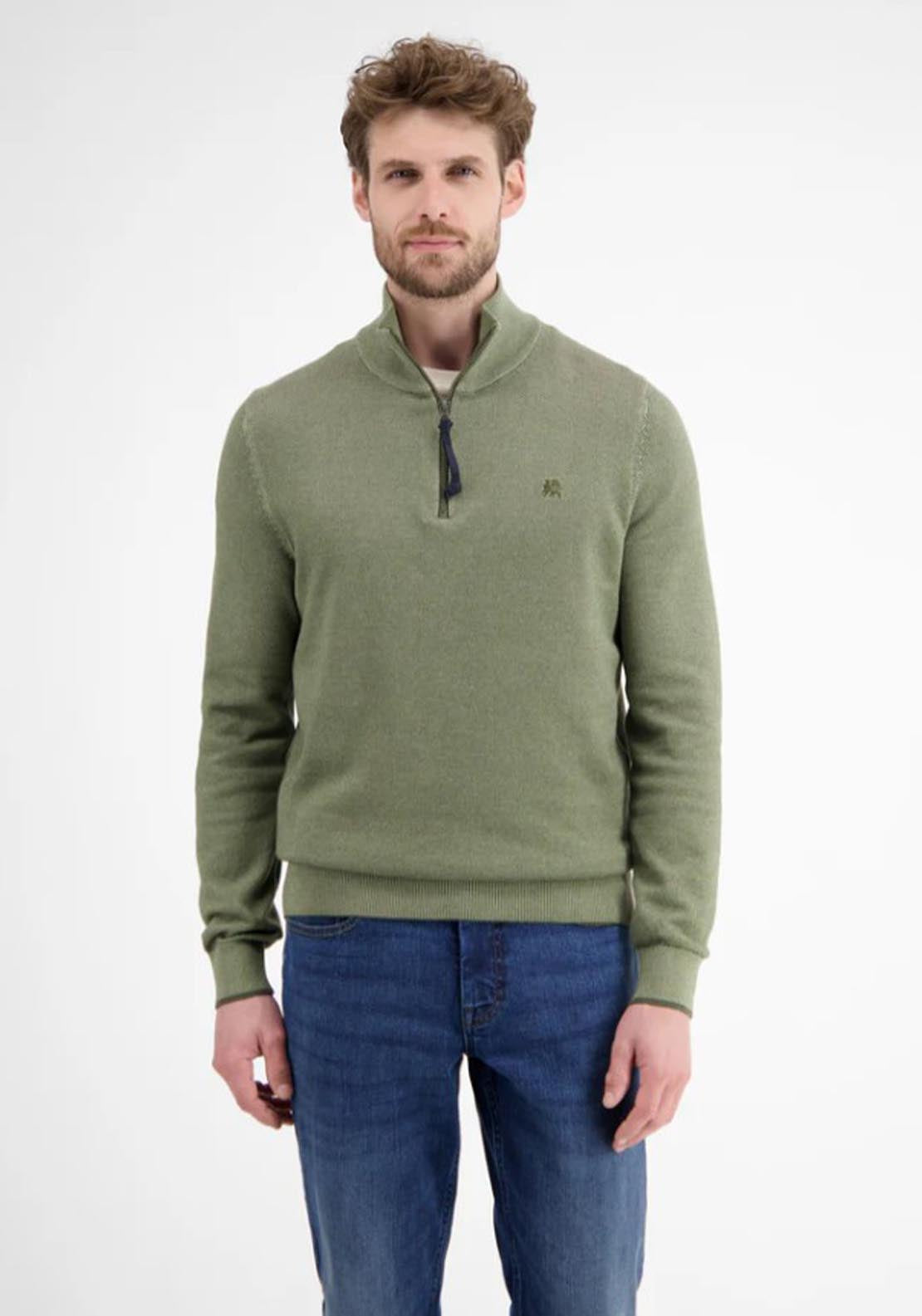 Lerros Quarter Zip Knit Sweater - Nordic Olive 1 Shaws Department Stores