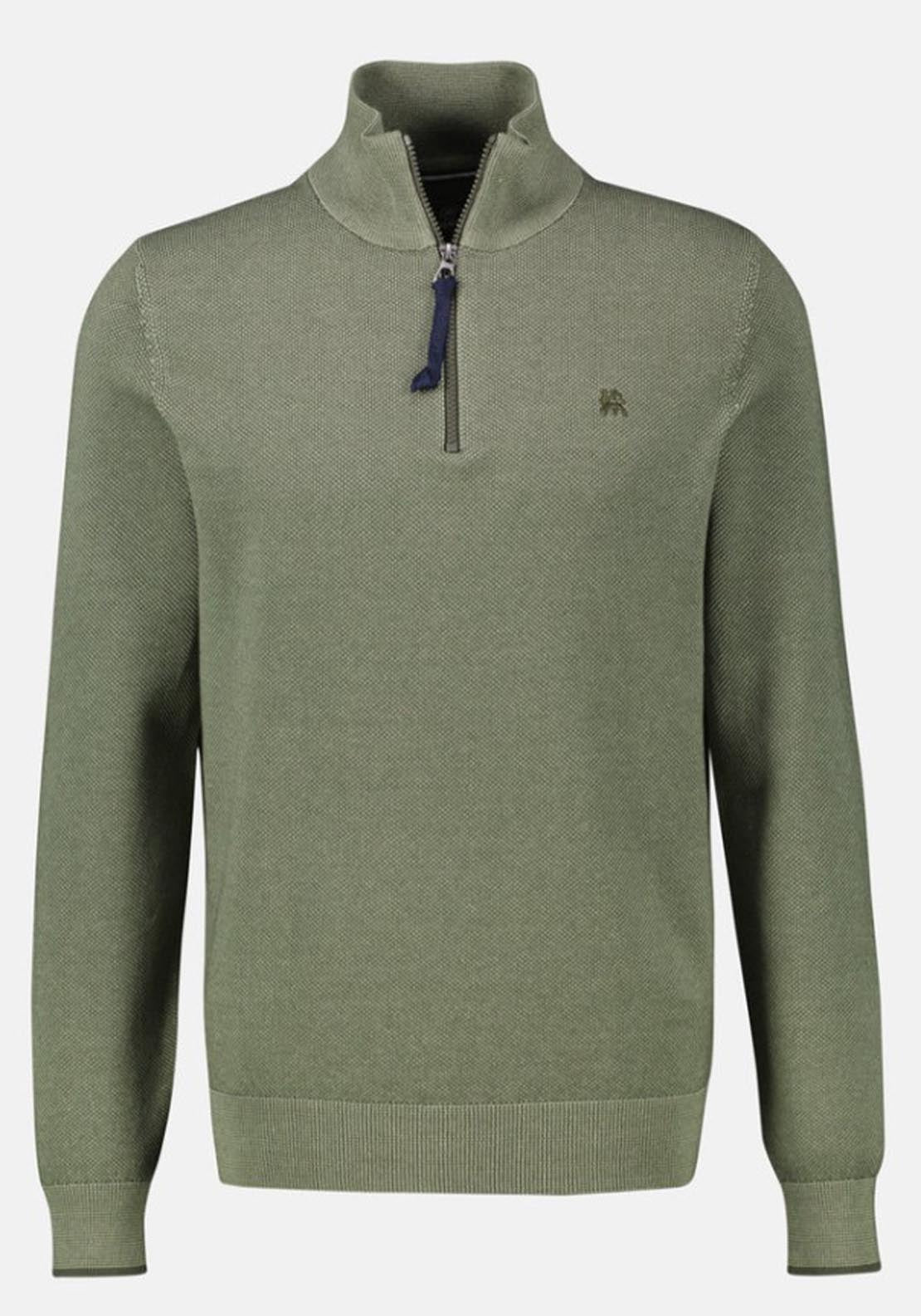 Lerros Quarter Zip Knit Sweater - Nordic Olive 3 Shaws Department Stores
