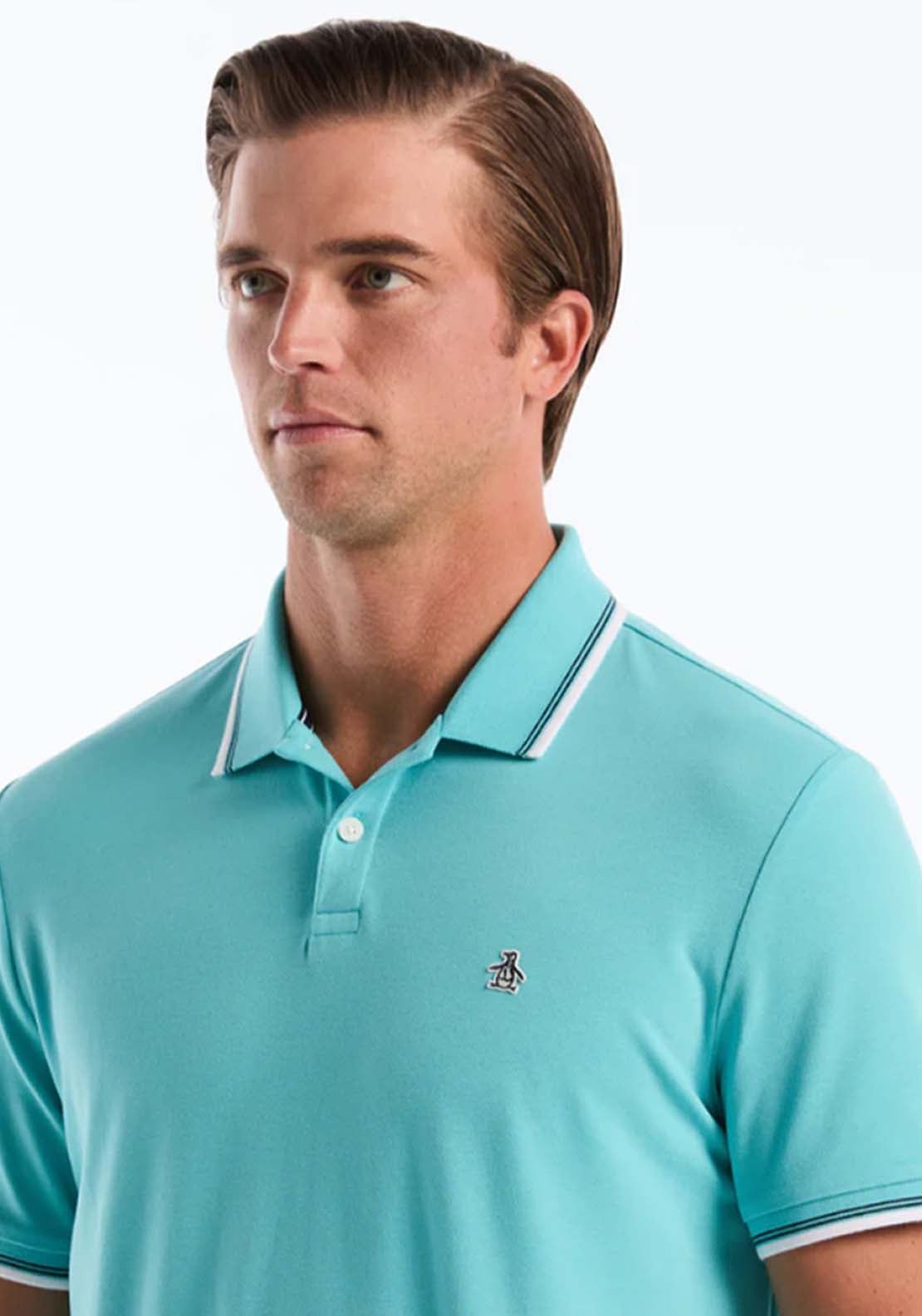 Penguin Striped Polo Shirt - 428 Aquarelle 3 Shaws Department Stores