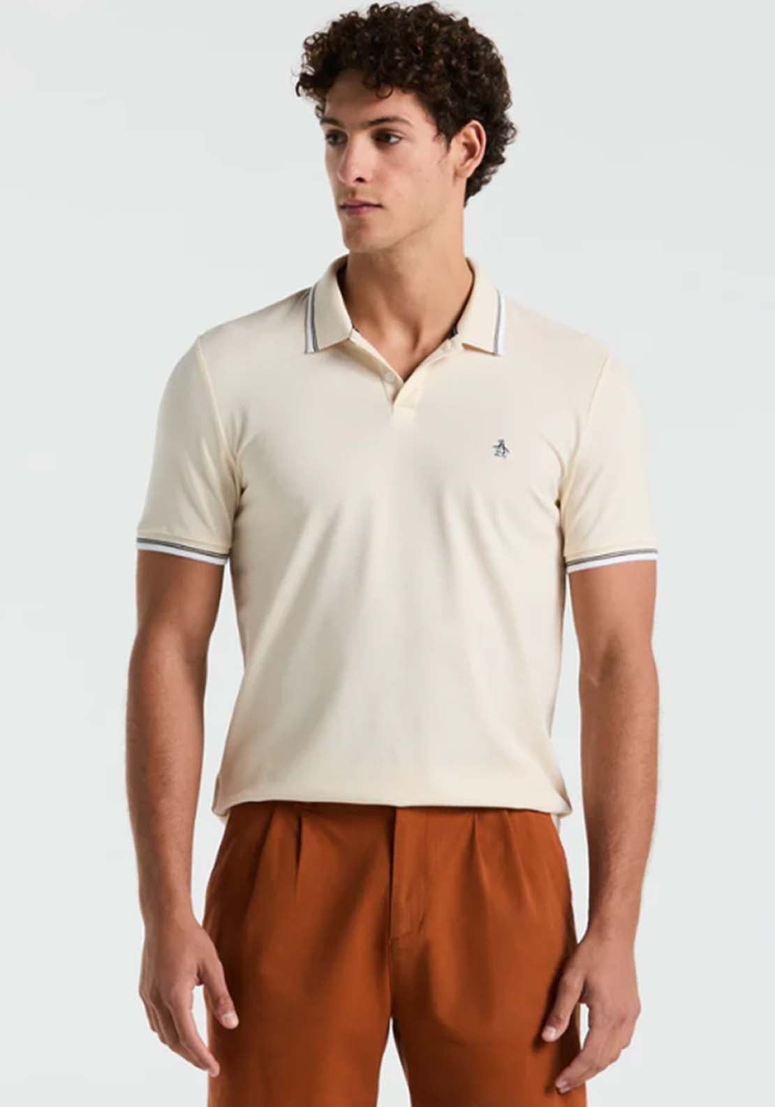 Penguin Striped Polo Shirt - 252 Birch 1 Shaws Department Stores