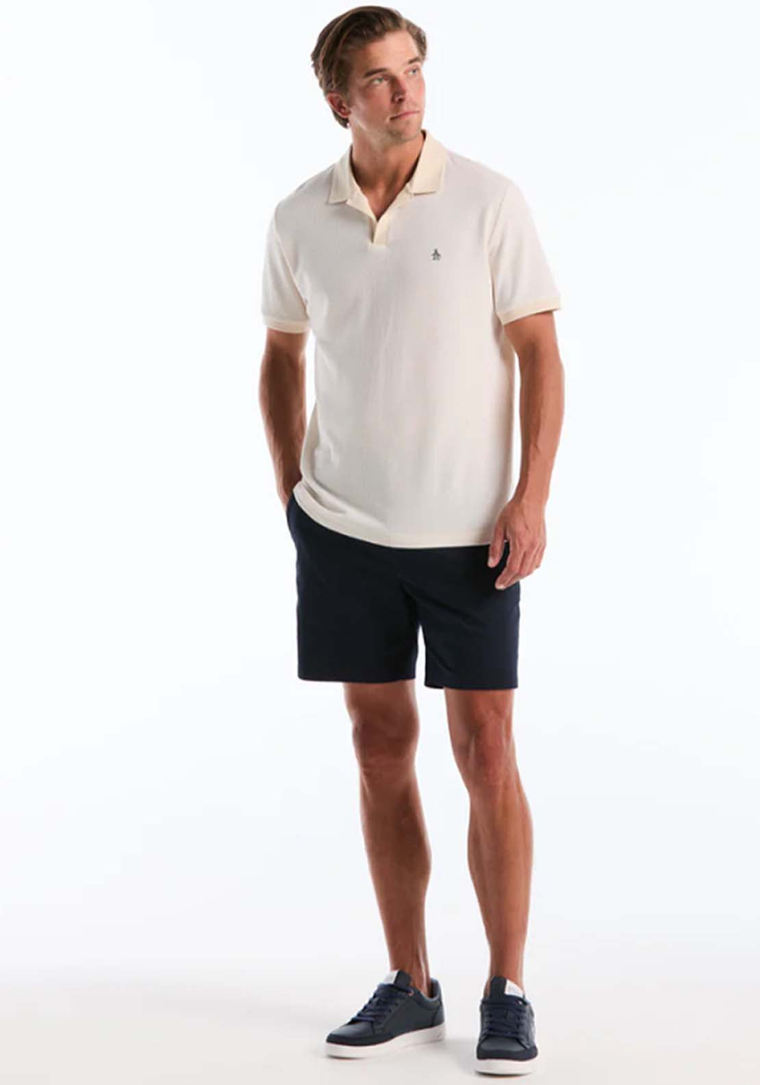 Penguin Honeycomb Textured Collar Polo Shirt - 252 Birch 5 Shaws Department Stores