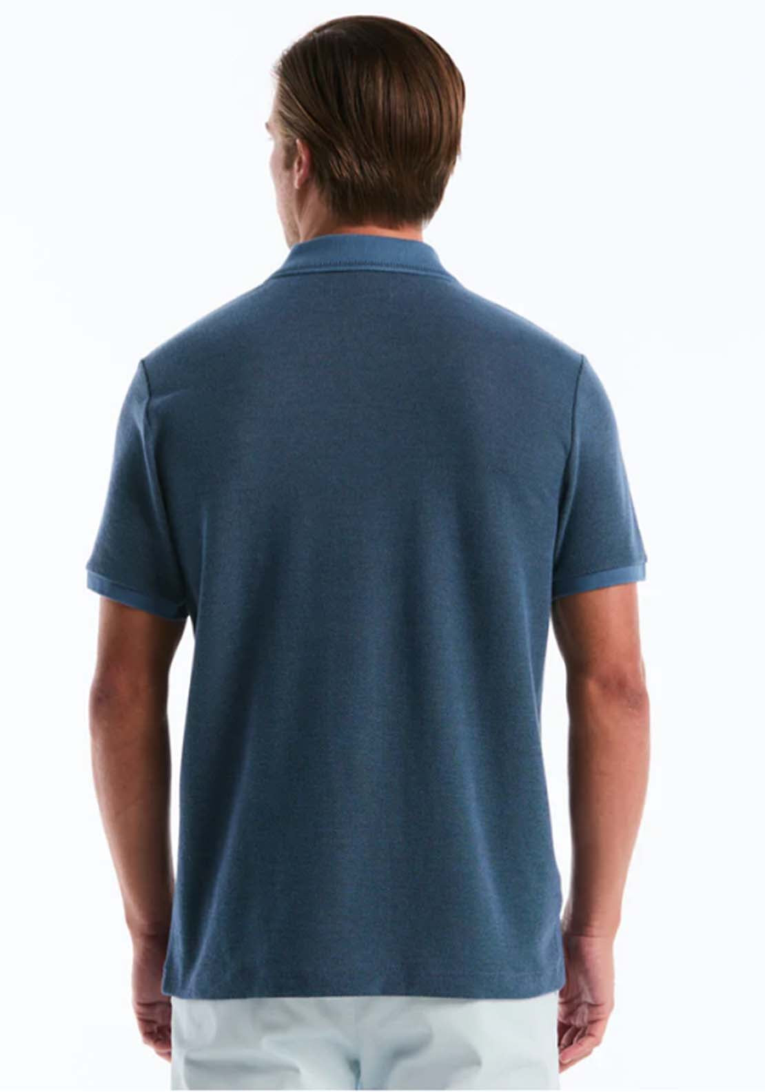 Penguin Honeycomb Textured Collar Polo Shirt - 443 Copen Blue 2 Shaws Department Stores