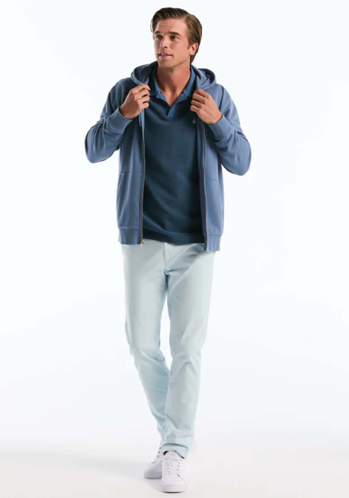 Penguin Honeycomb Textured Collar Polo Shirt - 443 Copen Blue 4 Shaws Department Stores