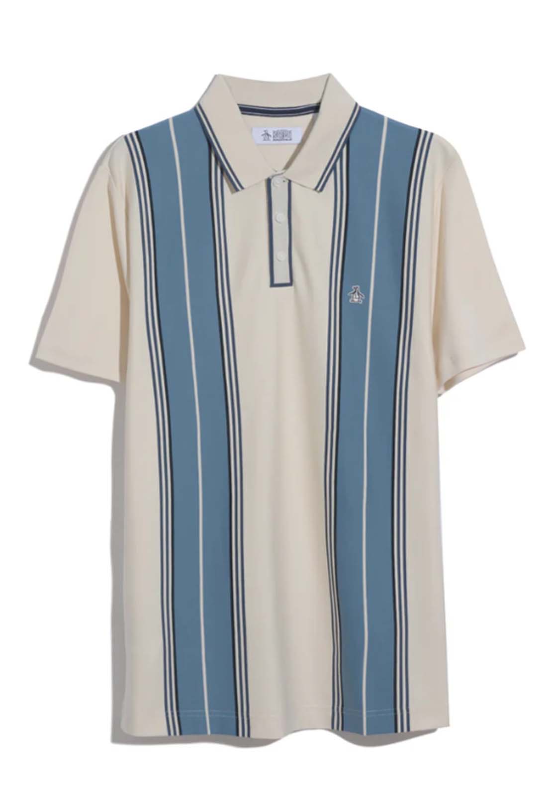 Penguin Jacquard Vertical Stripe Polo Shirt - 252 Birch 6 Shaws Department Stores