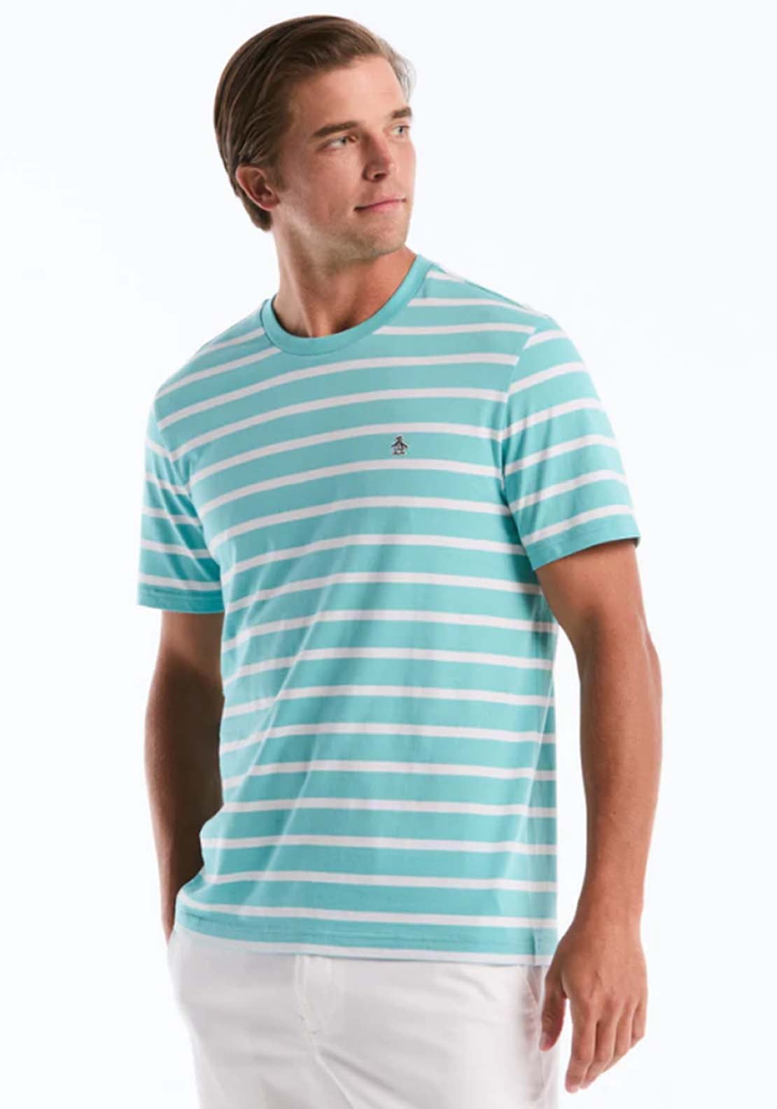 Penguin Breton Striped T-Shirt - 428 Aquarelle 1 Shaws Department Stores