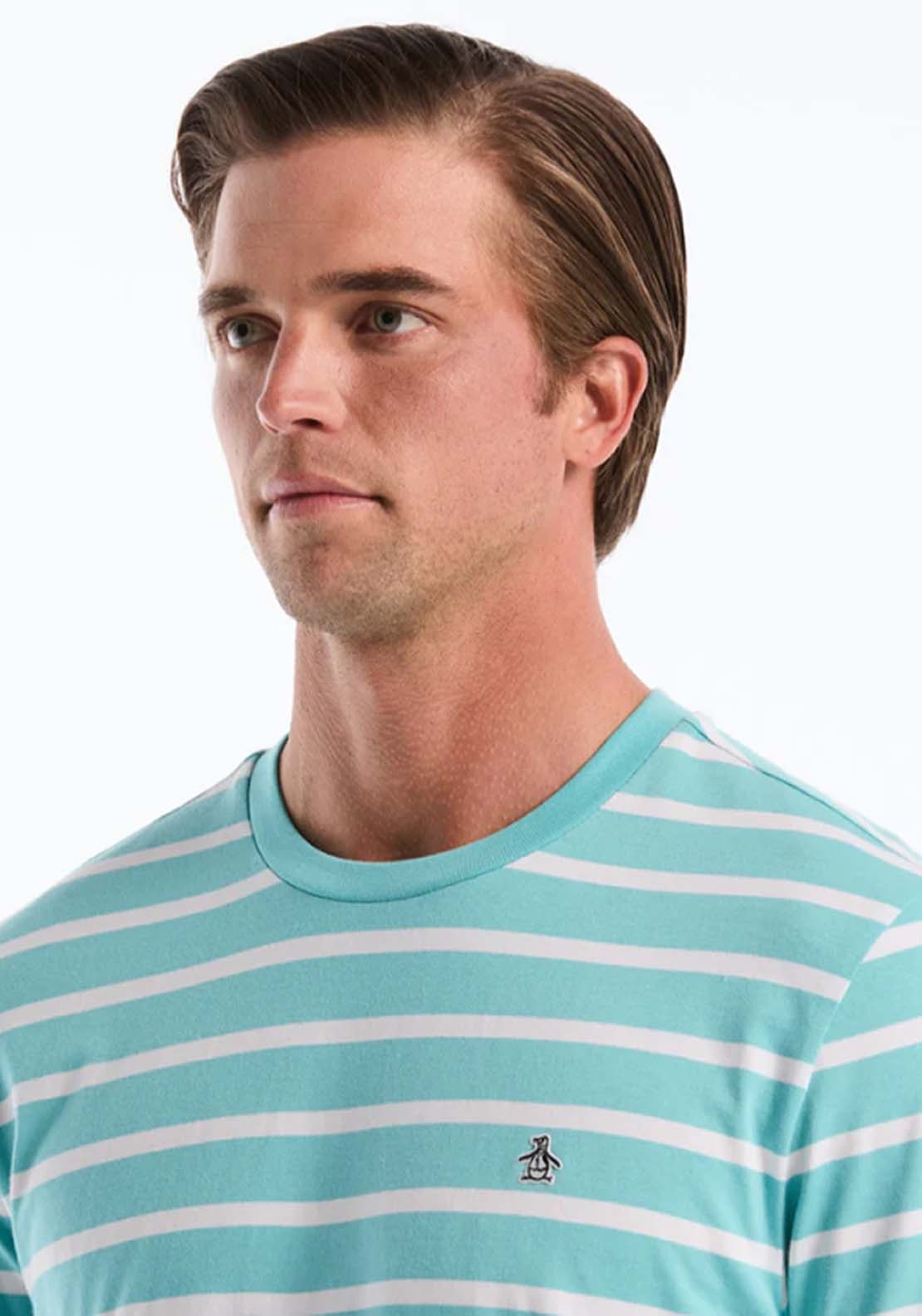 Penguin Breton Striped T-Shirt - 428 Aquarelle 3 Shaws Department Stores
