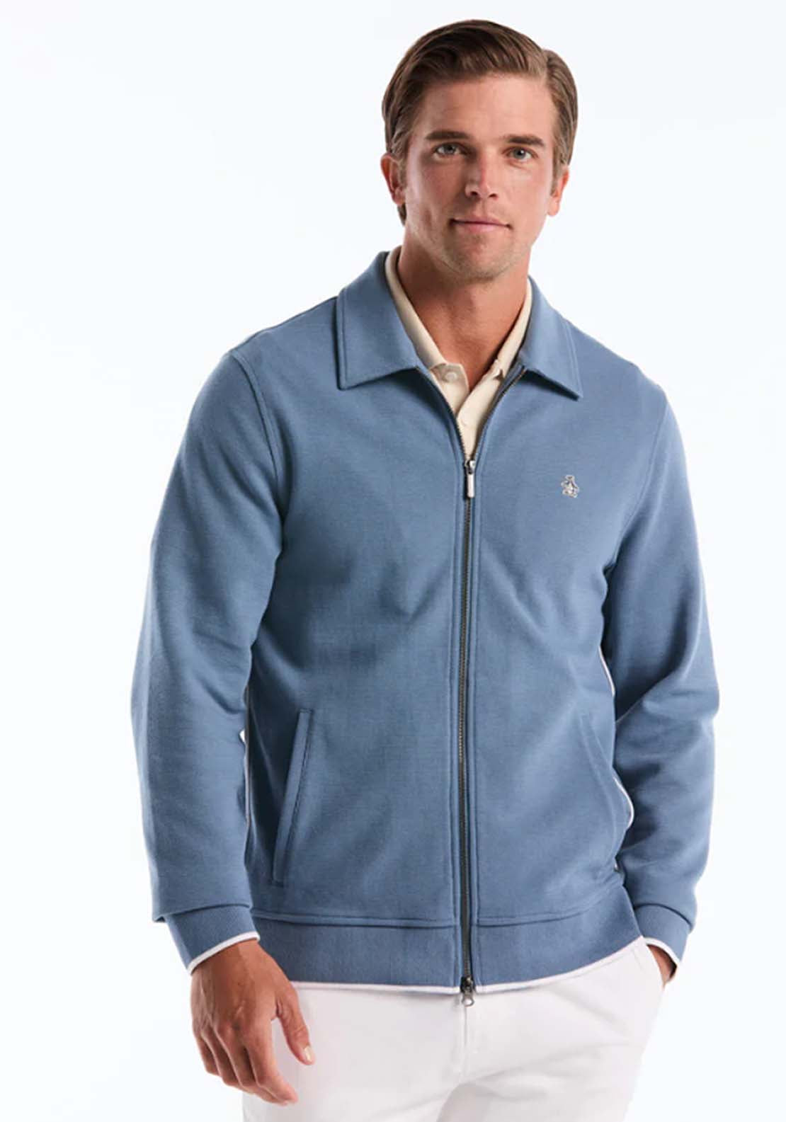 Penguin Piped Track Jacket - 443 Copen Blue 1 Shaws Department Stores