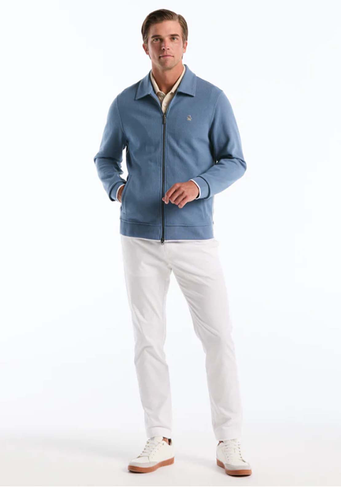 Penguin Piped Track Jacket - 443 Copen Blue 5 Shaws Department Stores