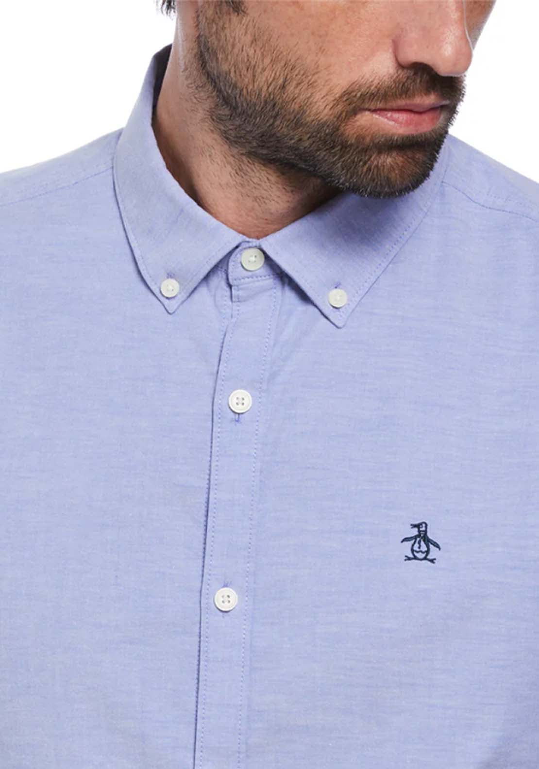 Penguin Short Sleeve Oxford Shirt - 424 Amparo Blue 3 Shaws Department Stores