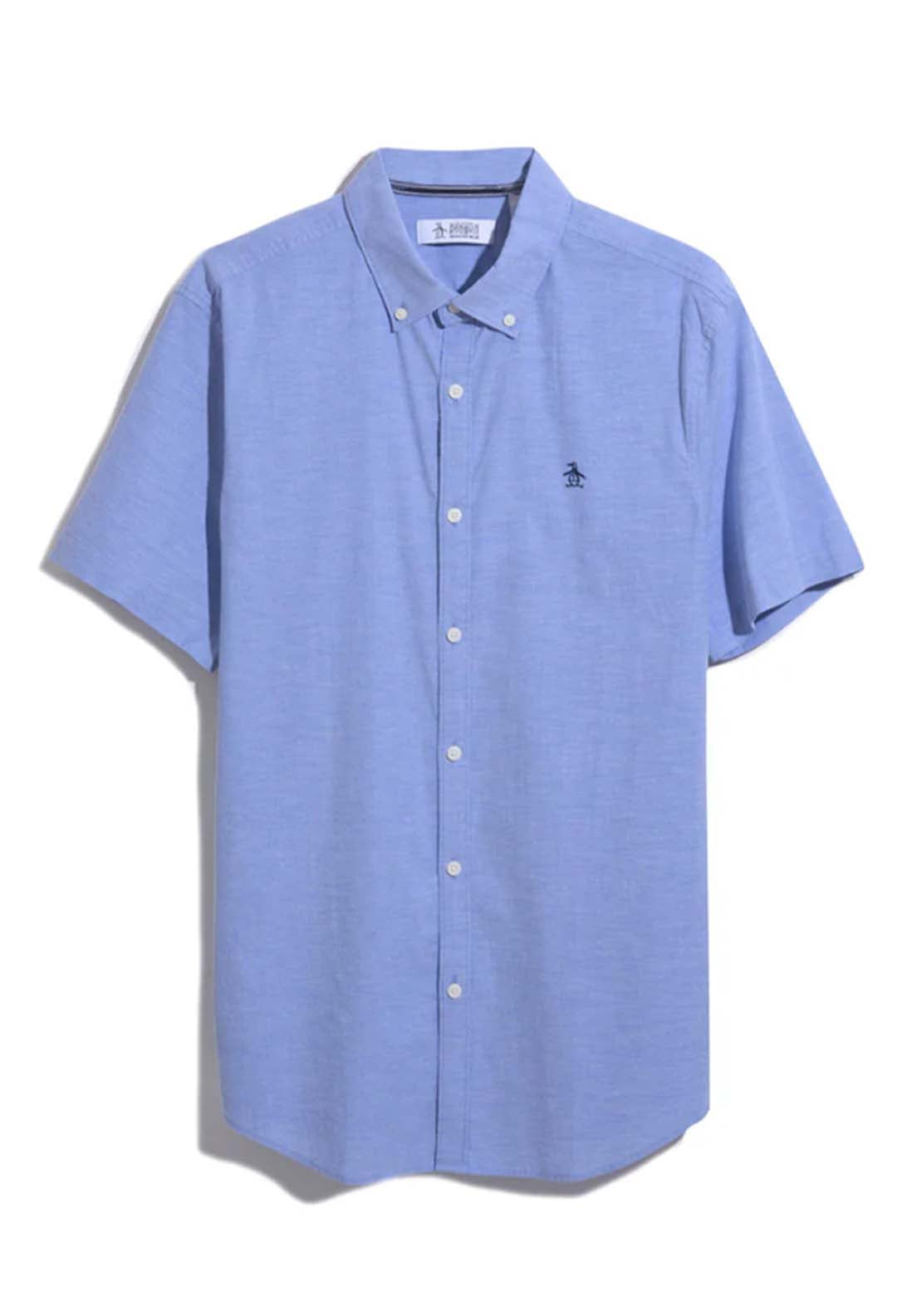 Penguin Short Sleeve Oxford Shirt - 424 Amparo Blue 4 Shaws Department Stores