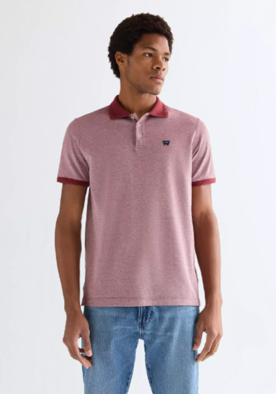 Wrangler Regular Refined Polo Shirt - Rugby Wine 1 Shaws Department Stores
