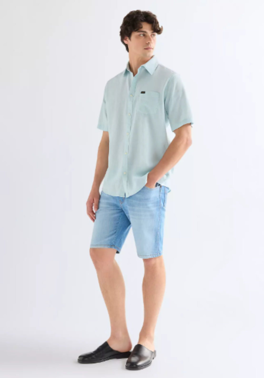 Wrangler Short Sleeve One Pocket Shirt - Forget Me Not 5 Shaws Department Stores