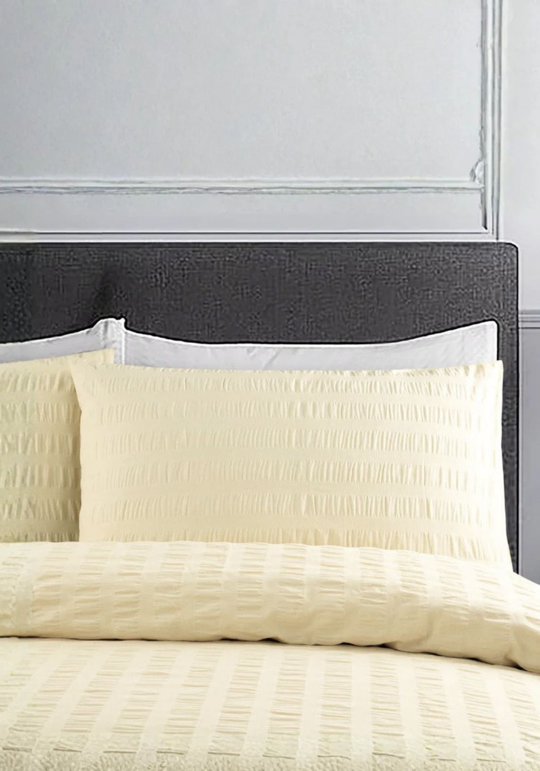 The Home Collection Seersucker Duvet Cover Set - Cream 2 Shaws Department Stores