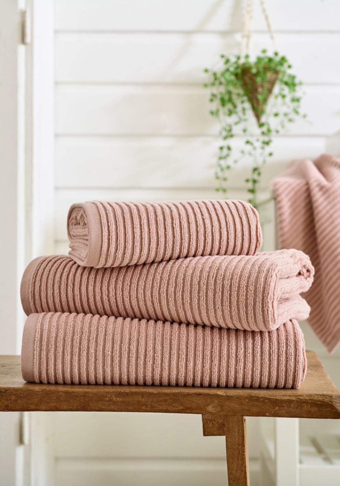 Sereno Zero Twist Ribbed Cotton Towel 550gsm - Pink 1 Shaws Department Stores