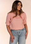 Textured Blouse With Frills - Pink