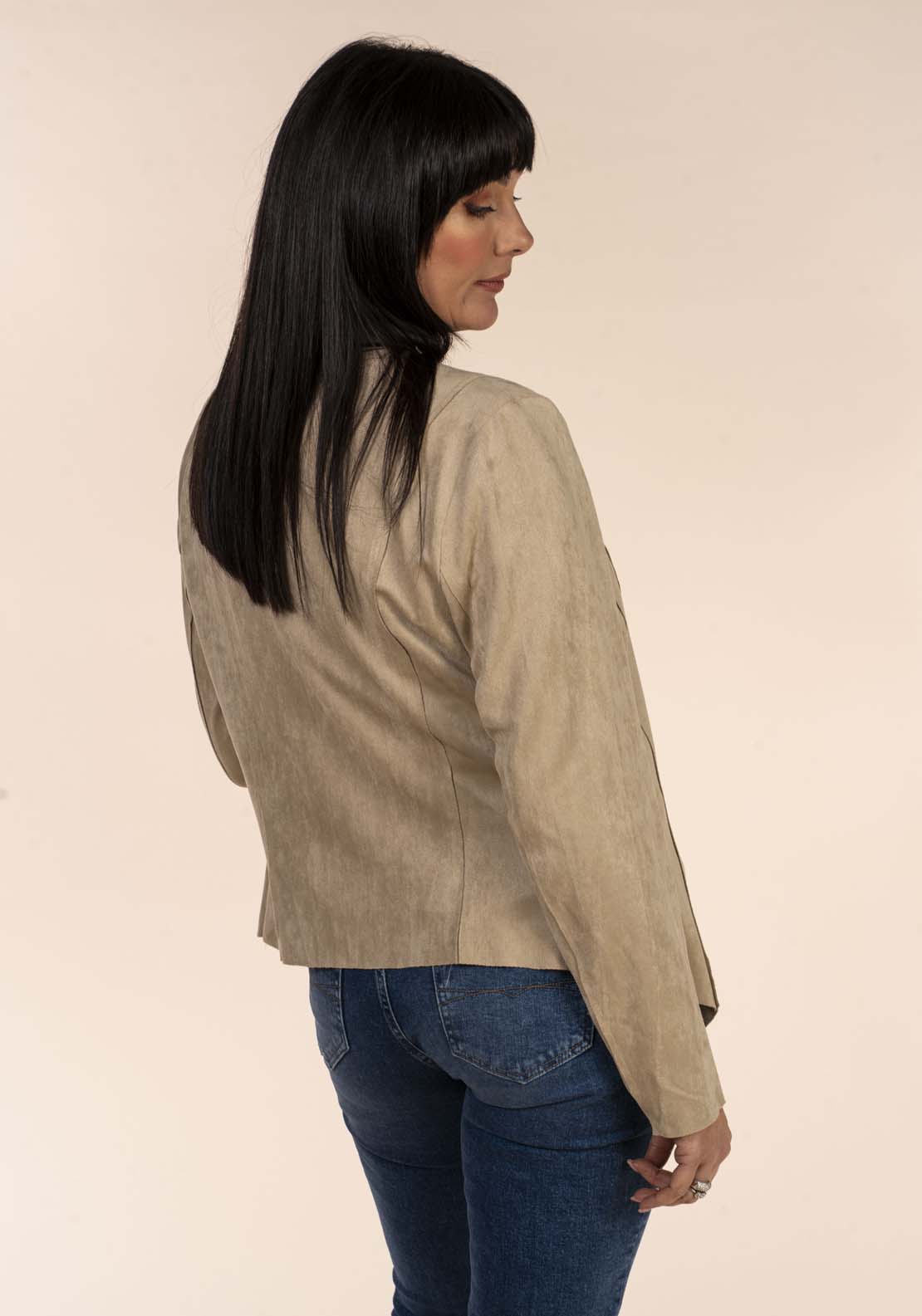 Tea Lane Suede Drape Jacket 2 Shaws Department Stores