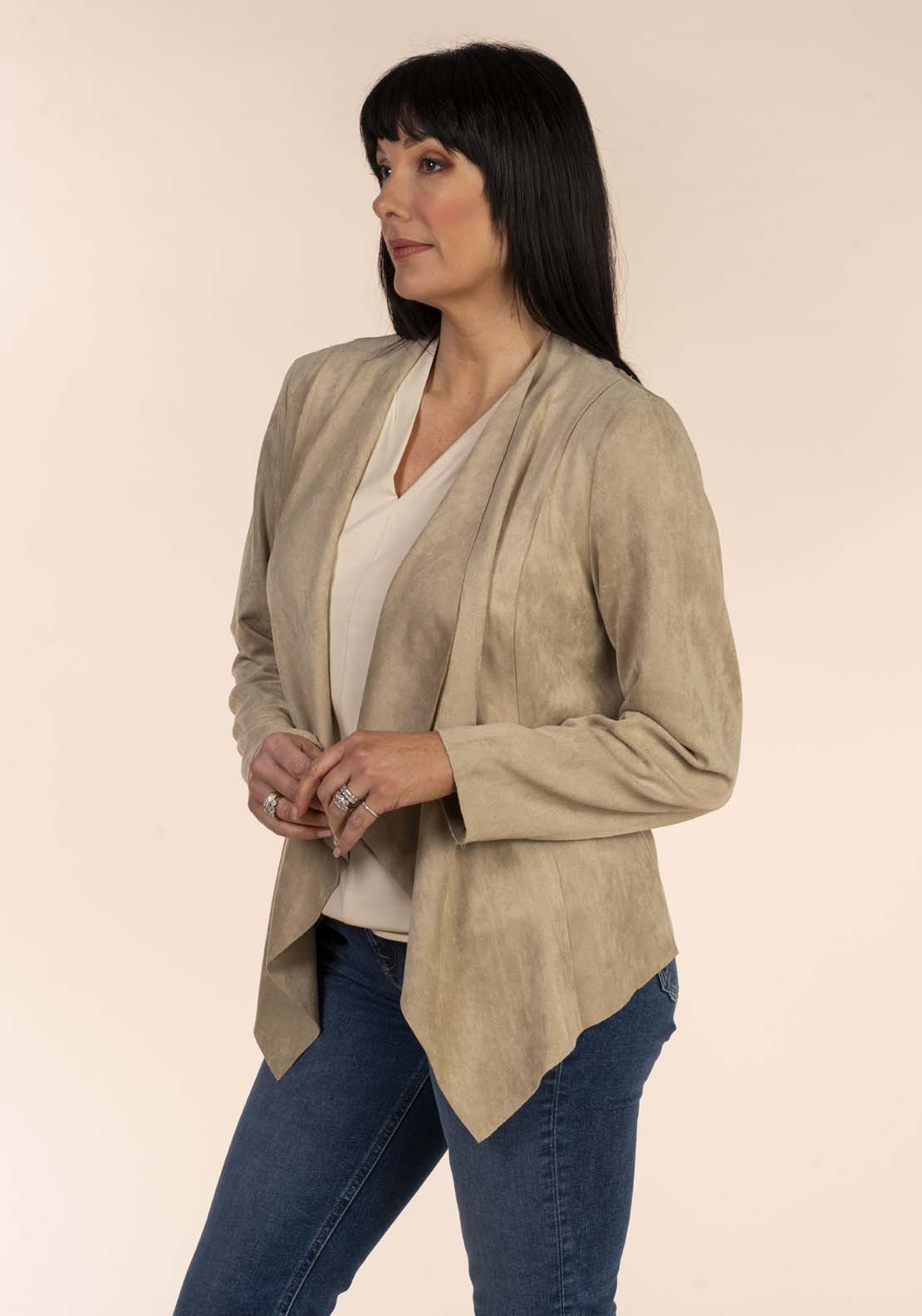 Tea Lane Suede Drape Jacket 3 Shaws Department Stores