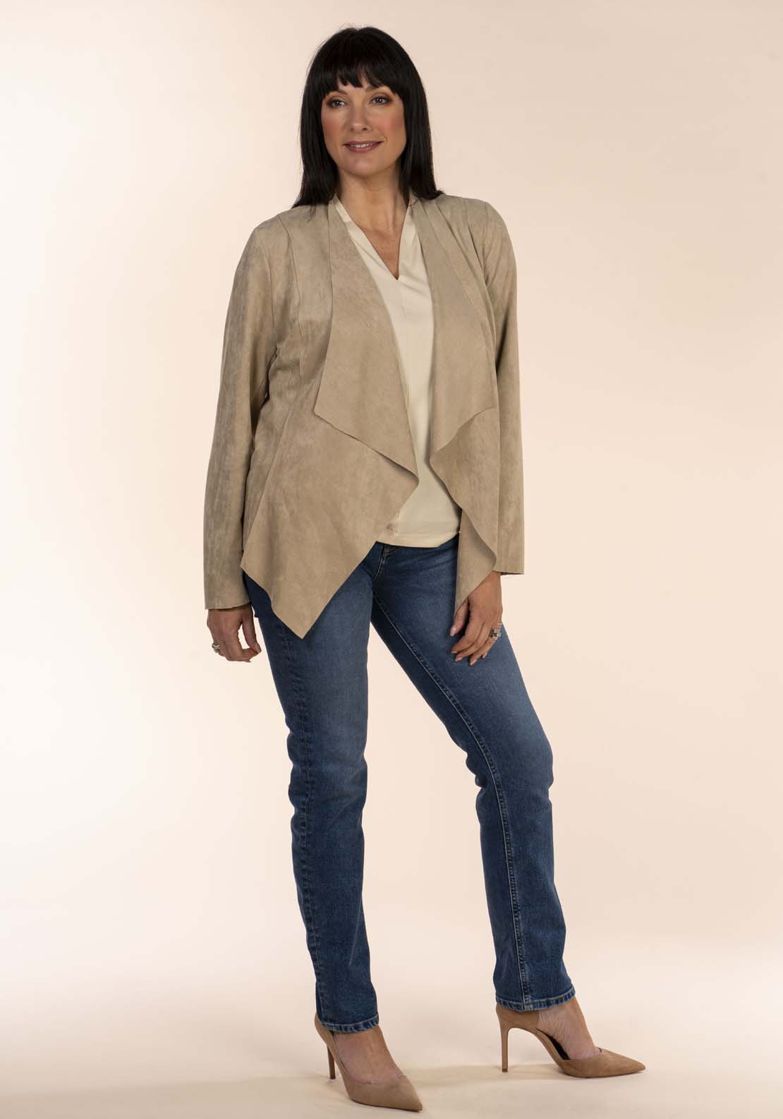 Tea Lane Suede Drape Jacket 5 Shaws Department Stores