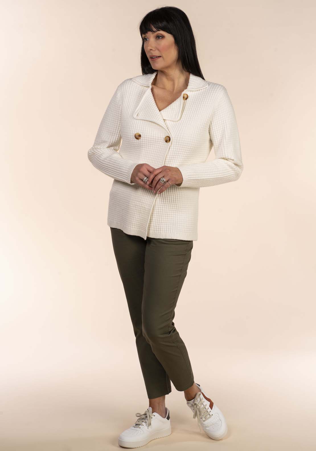 Tea Lane Double Breast Coat - Ivory 3 Shaws Department Stores