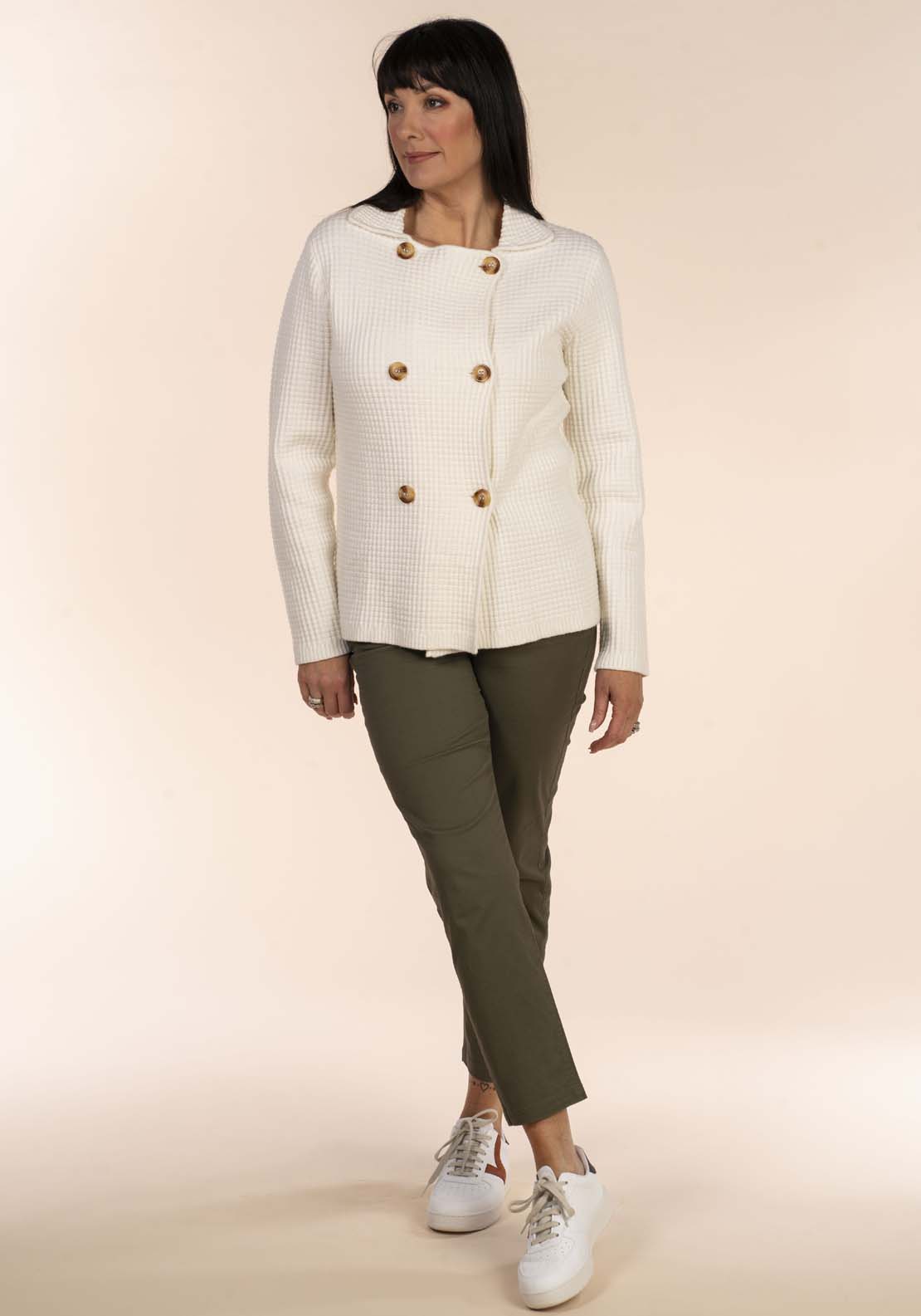 Tea Lane Double Breast Coat - Ivory 5 Shaws Department Stores