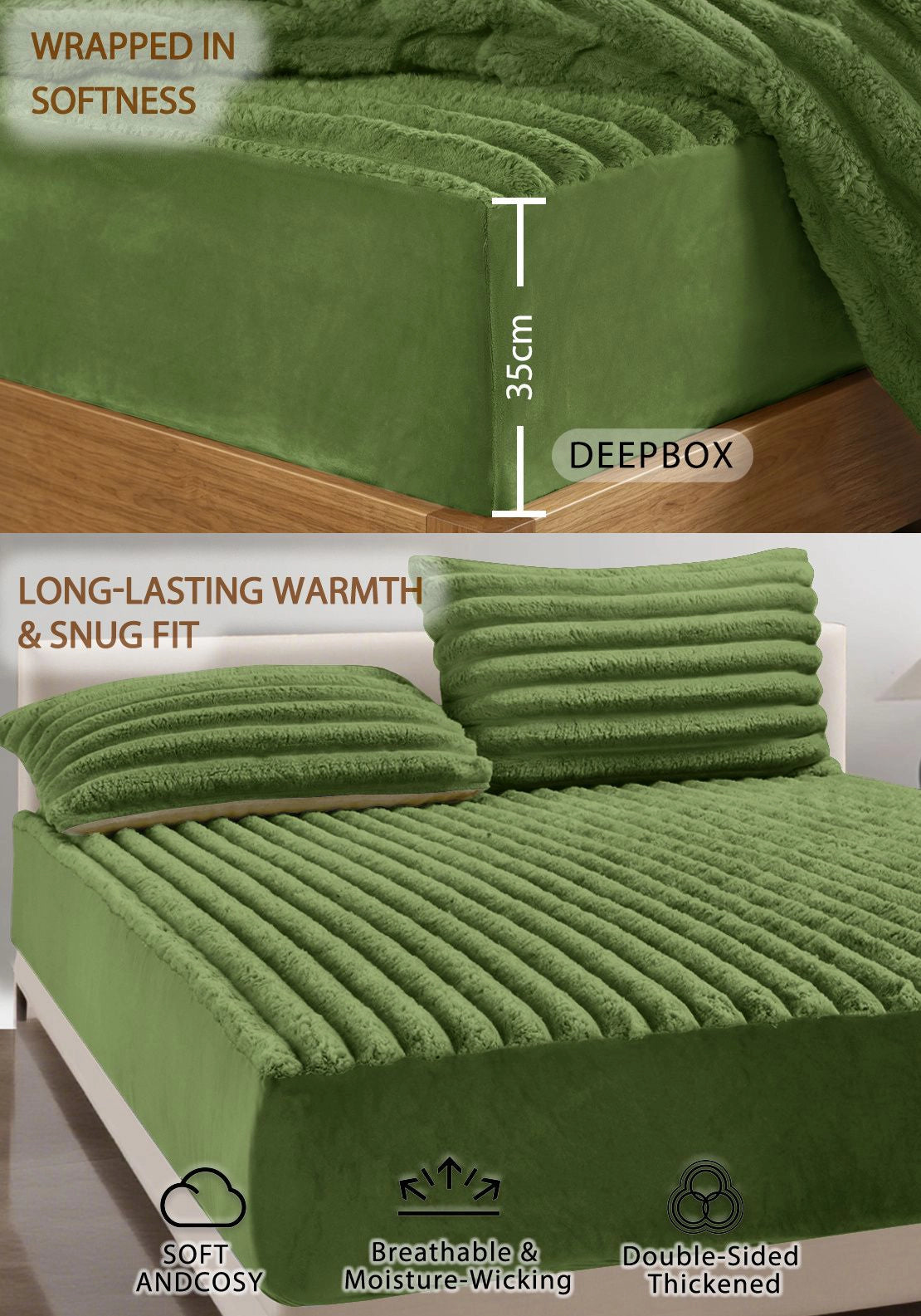 The Home Collection Jumbo Cord Fitted Sheet - Green 2 Shaws Department Stores