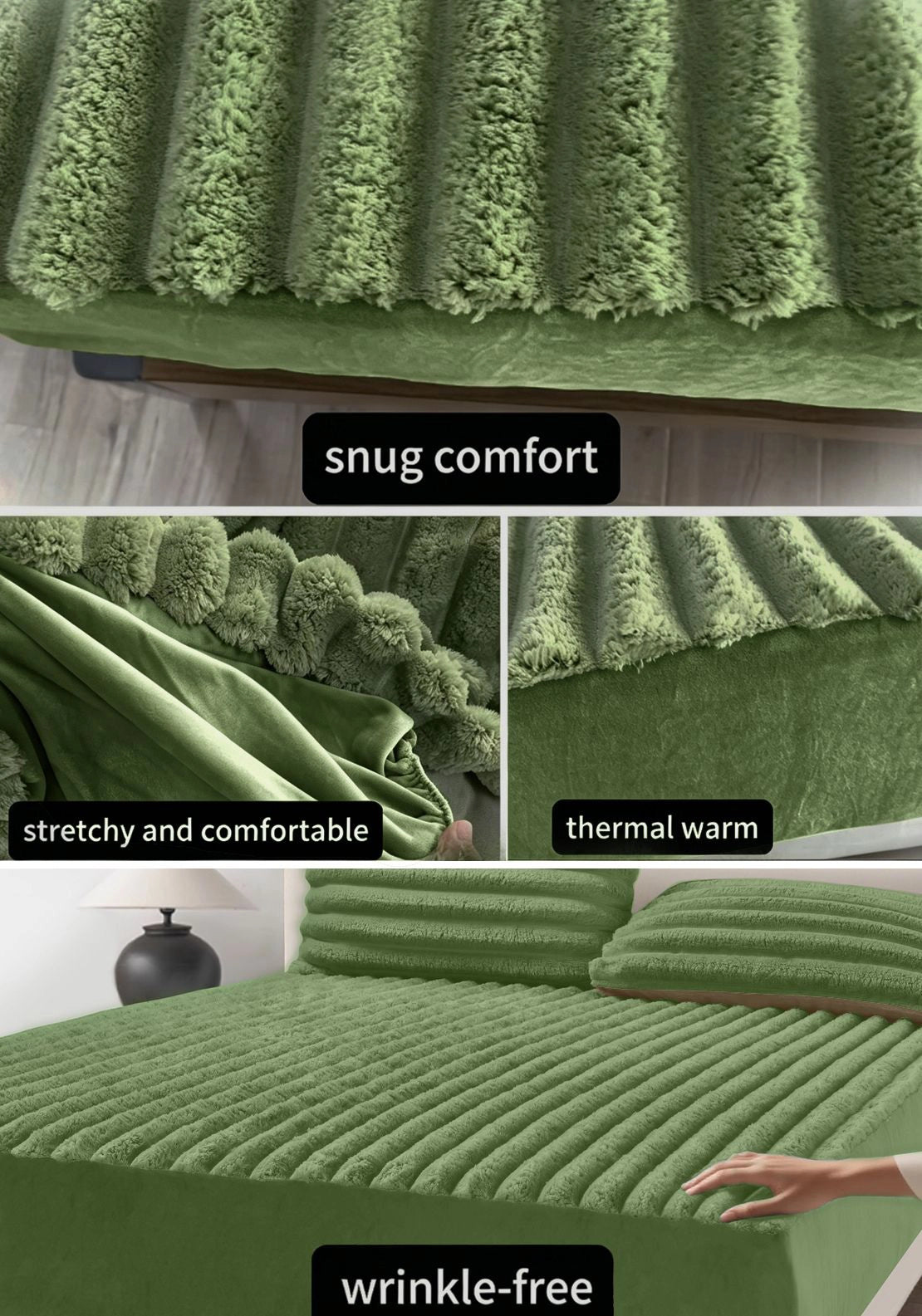 The Home Collection Jumbo Cord Fitted Sheet - Green 3 Shaws Department Stores