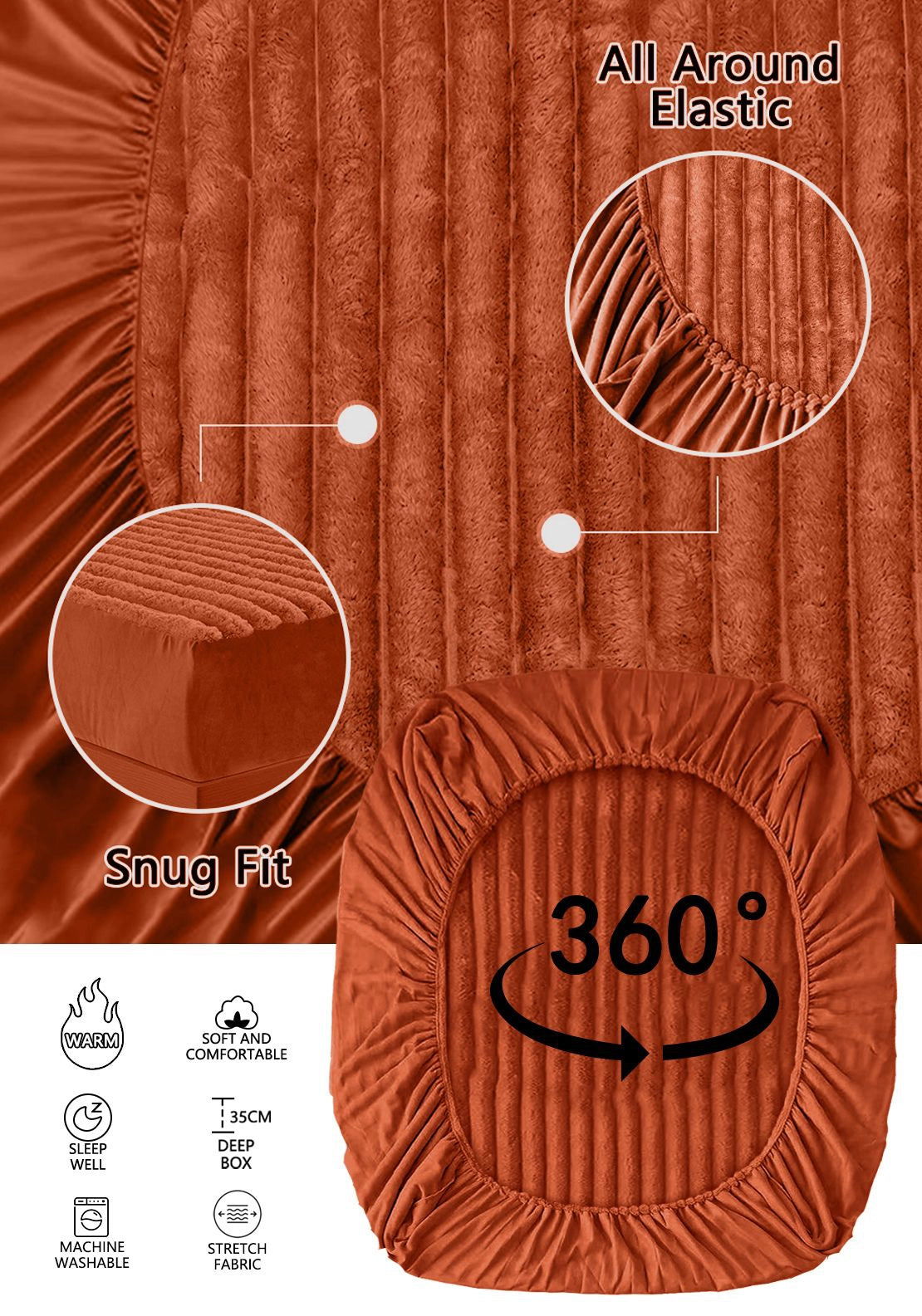 Jumbo Cord Fitted Sheet - Rust