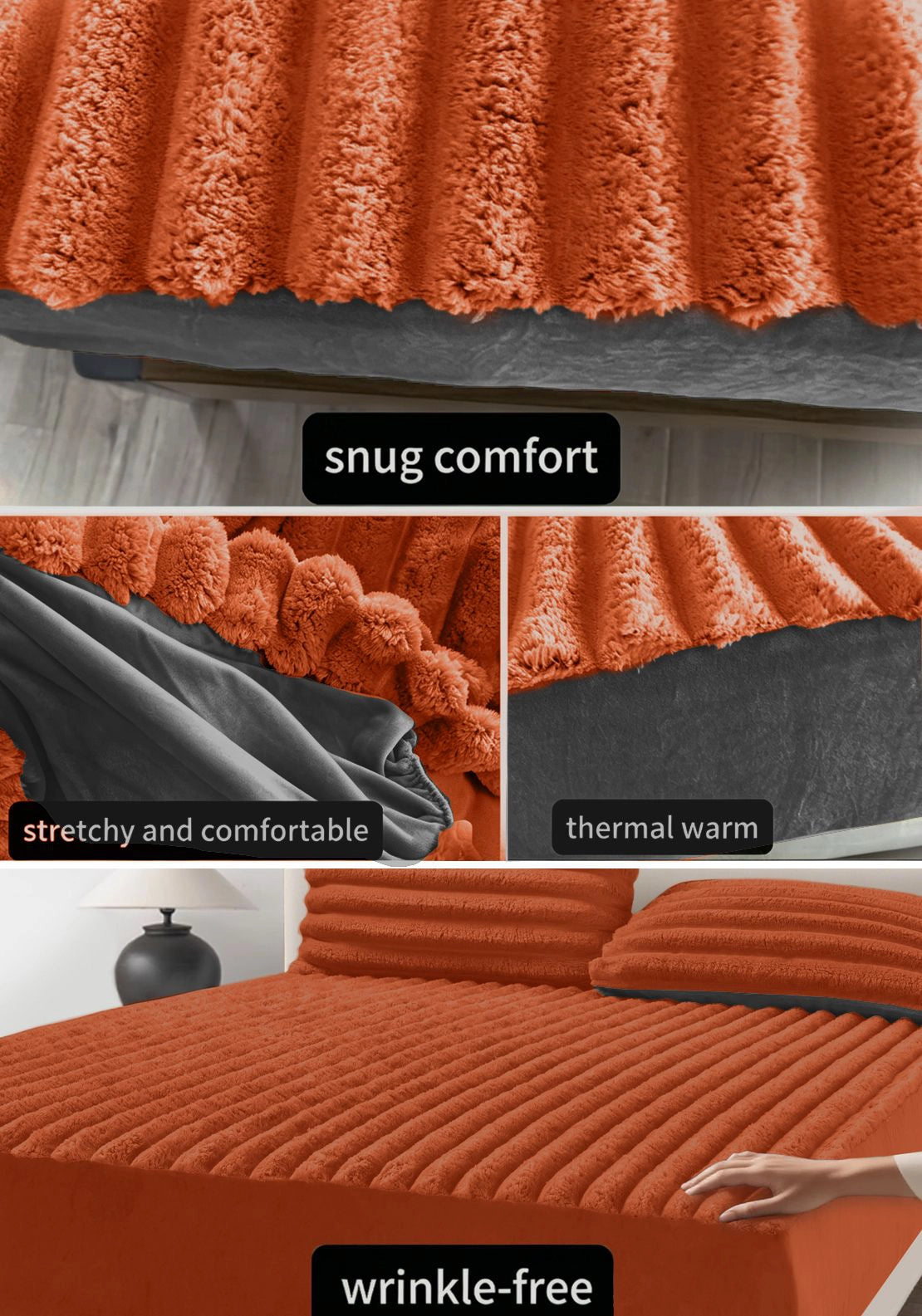 Jumbo Cord Fitted Sheet - Rust
