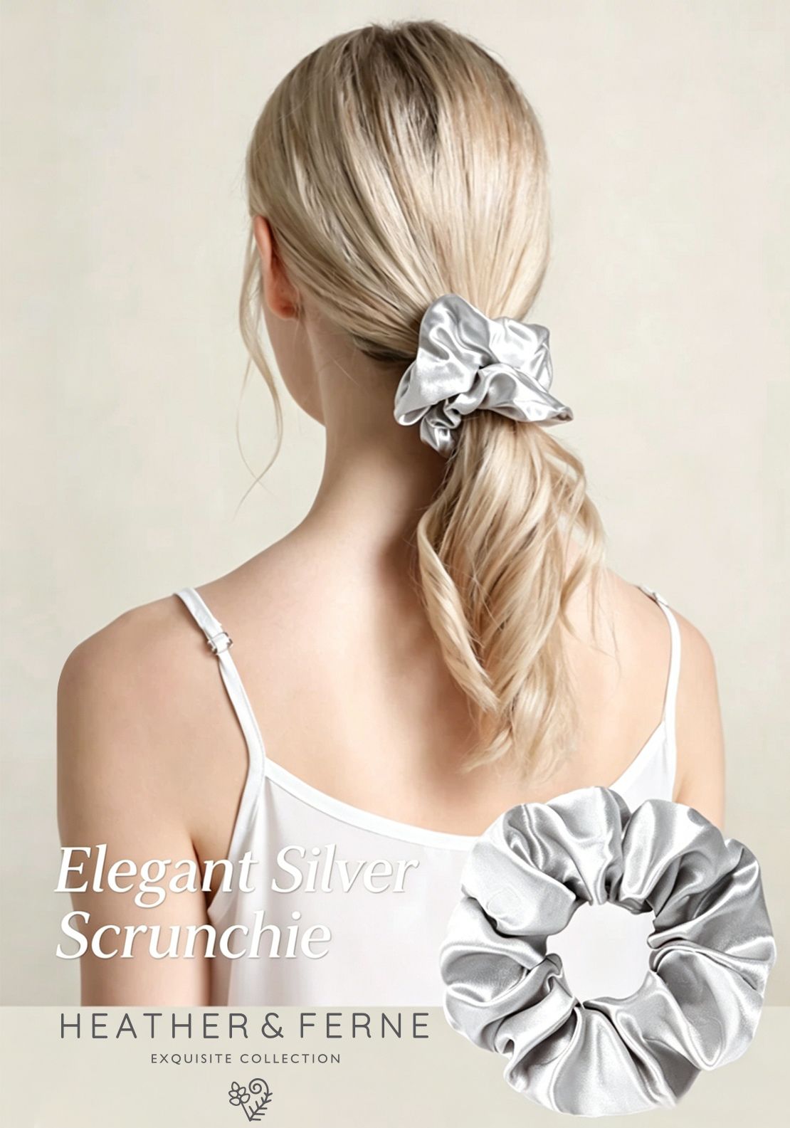 Heather &amp; Ferne Silk Gift Set Mask &amp; Scrunch - Grey 3 Shaws Department Stores