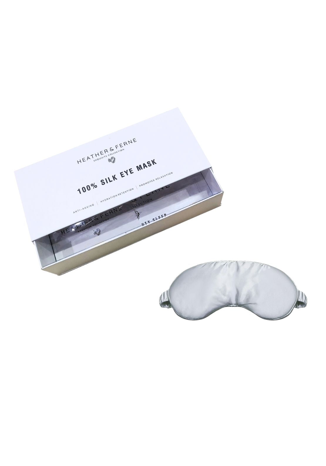 Heather &amp; Ferne 100% Mulberry Silk Eyemask 19mm - Grey 1 Shaws Department Stores