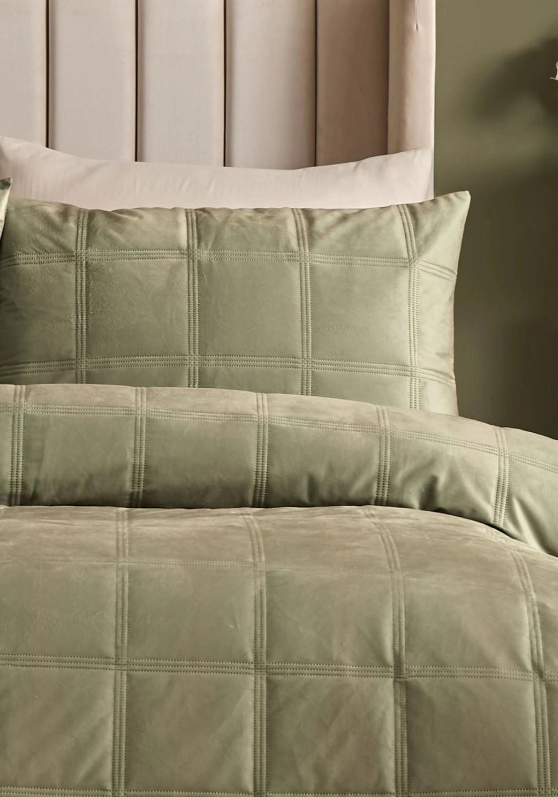 Hampton Square Duvet Set - Green