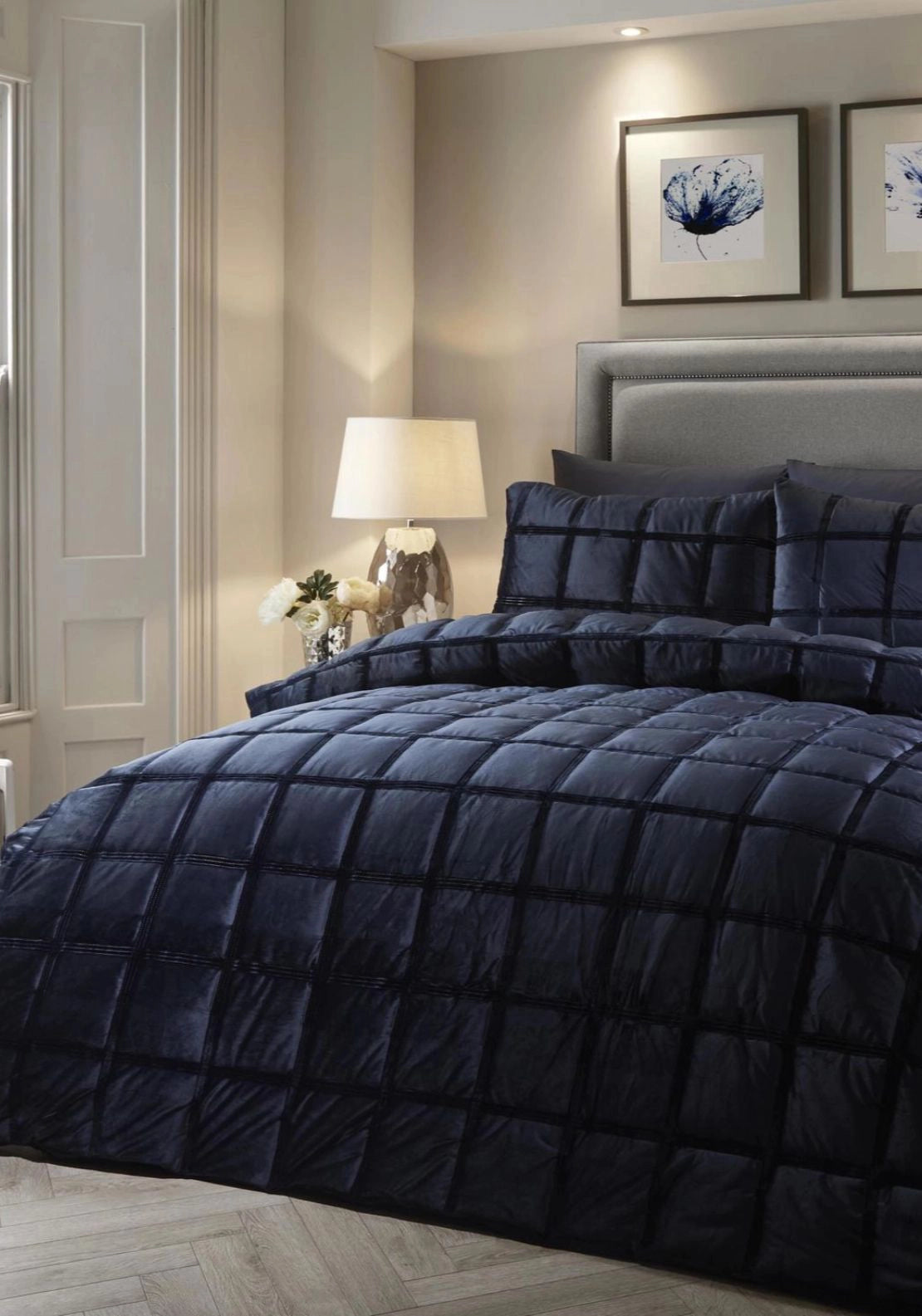 Hampton Square Duvet Set - Blue