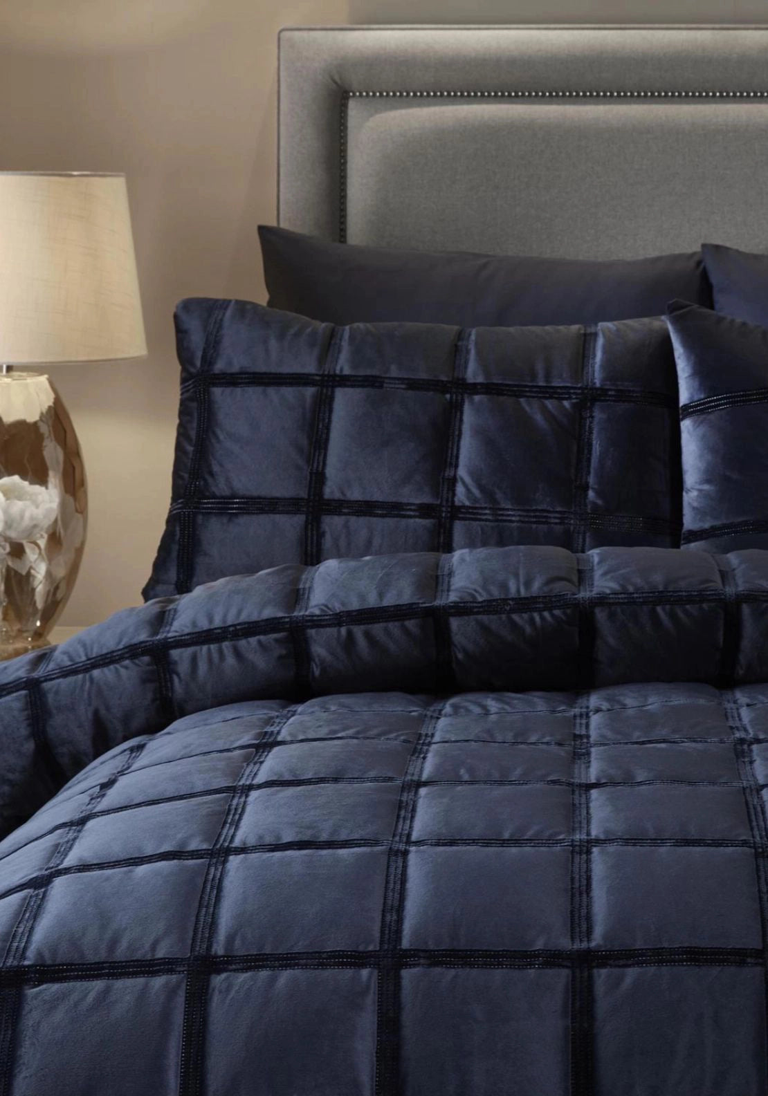 Hampton Square Duvet Set - Blue