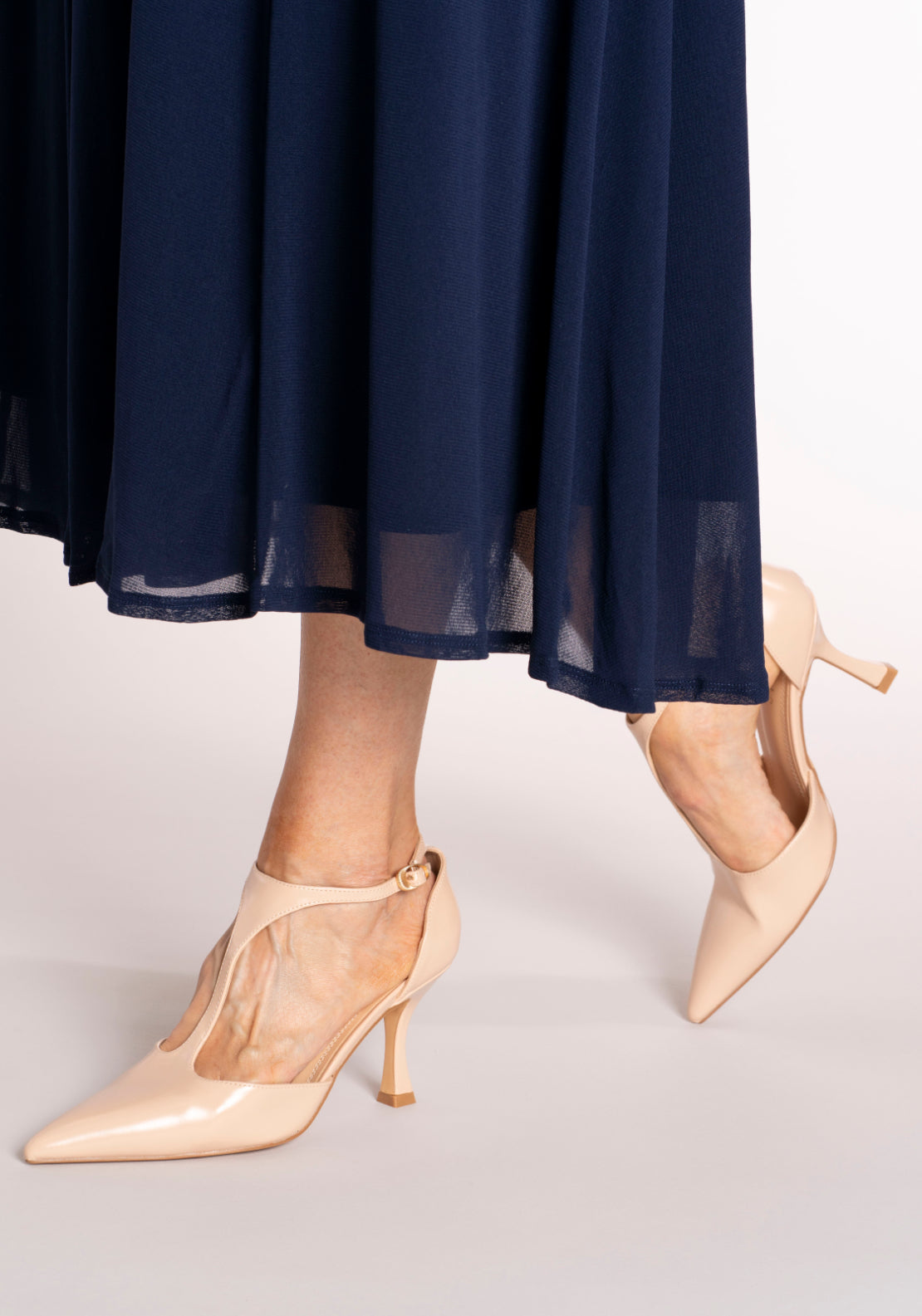 Sorento Ankle Strap Heeled Court Shoe - Nude 7 Shaws Department Stores