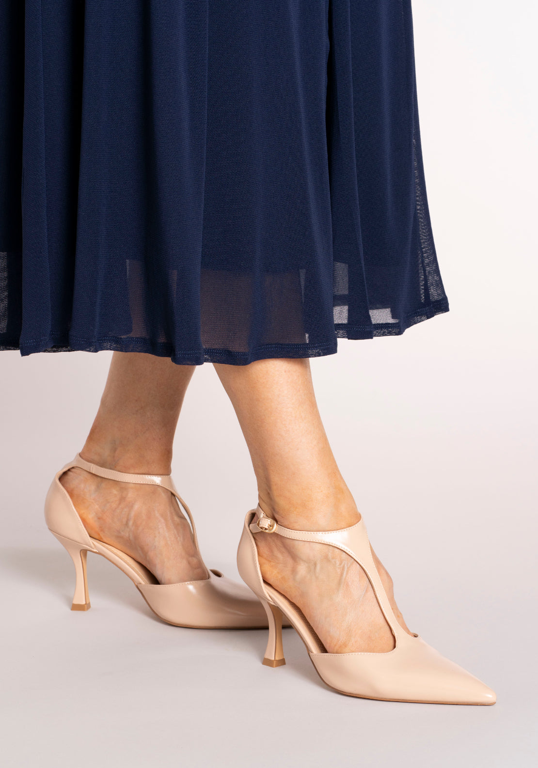 Sorento Ankle Strap Heeled Court Shoe - Nude 5 Shaws Department Stores