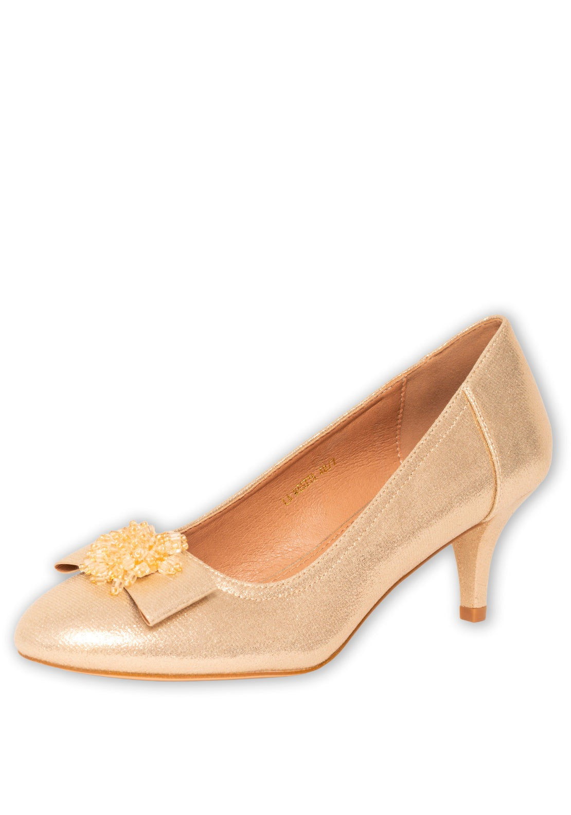 Sorento Gran Low Heel Court With Bow - Gold 3 Shaws Department Stores